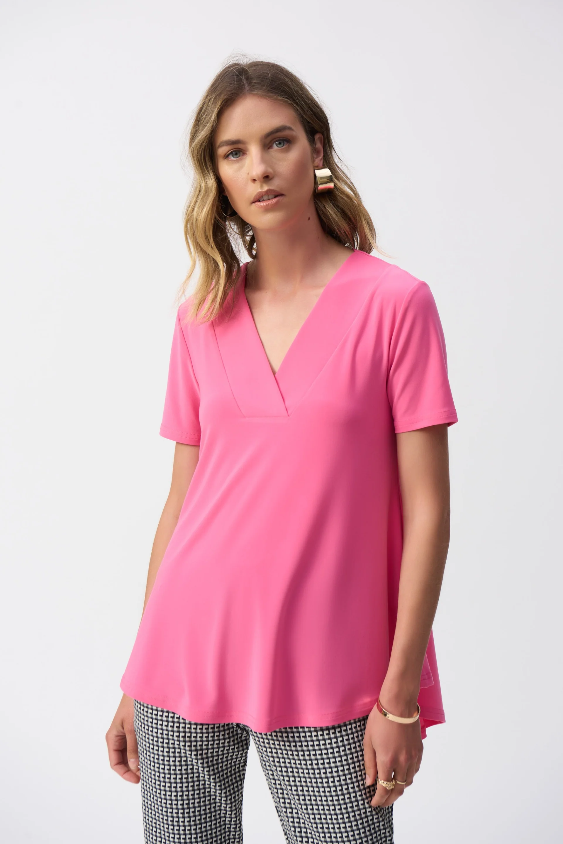 Joseph Ribkoff Flared Short Sleeve V-Neck Top Style 251125 - Image 4