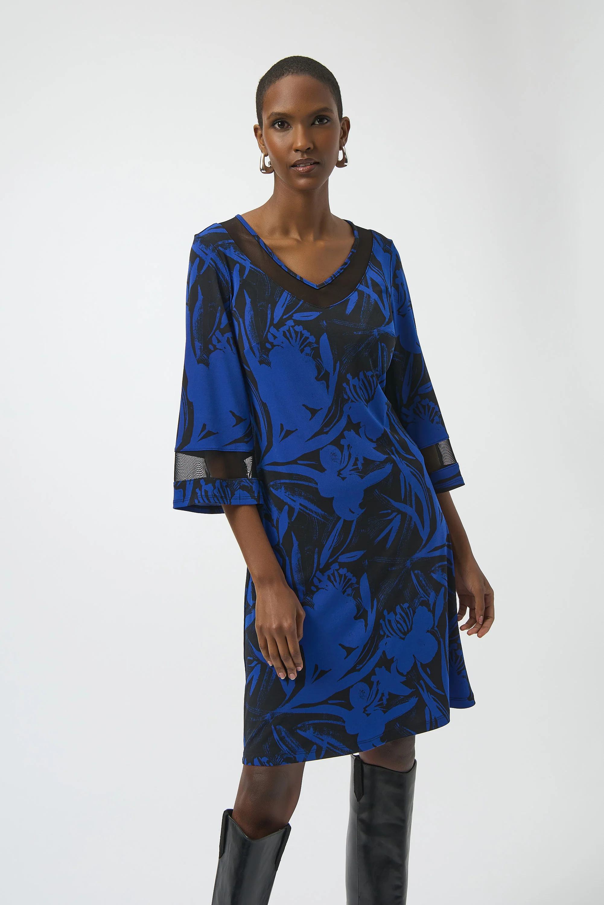 Joseph Ribkoff Floral Print A-Line Dress Style 254208 - Image 2
