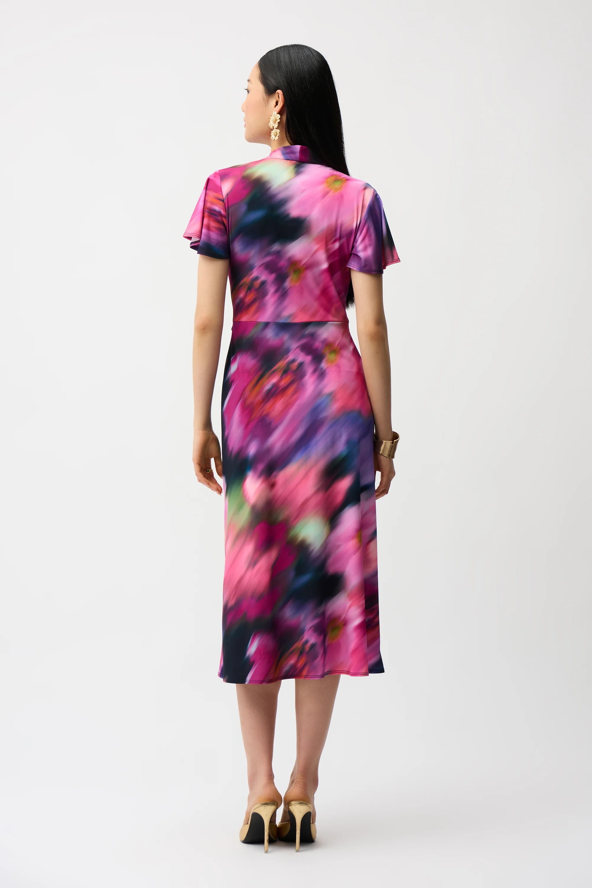 Joseph Ribkoff Floral Print High-Low Wrap Dress Style 261060 - Image 4