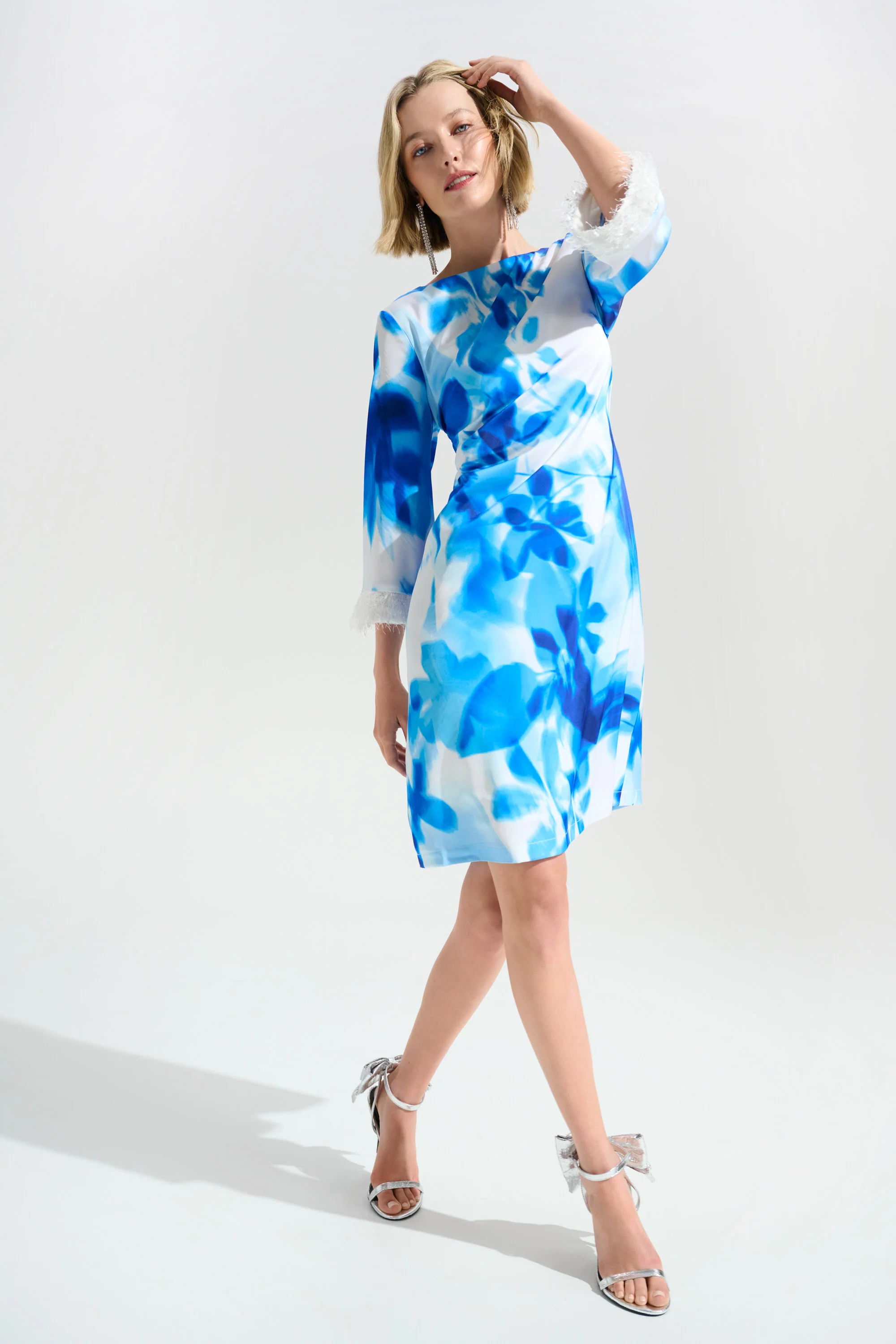 Joseph Ribkoff Floral Print Shift Dress With Novelty Trim Style 261728 - Image 2
