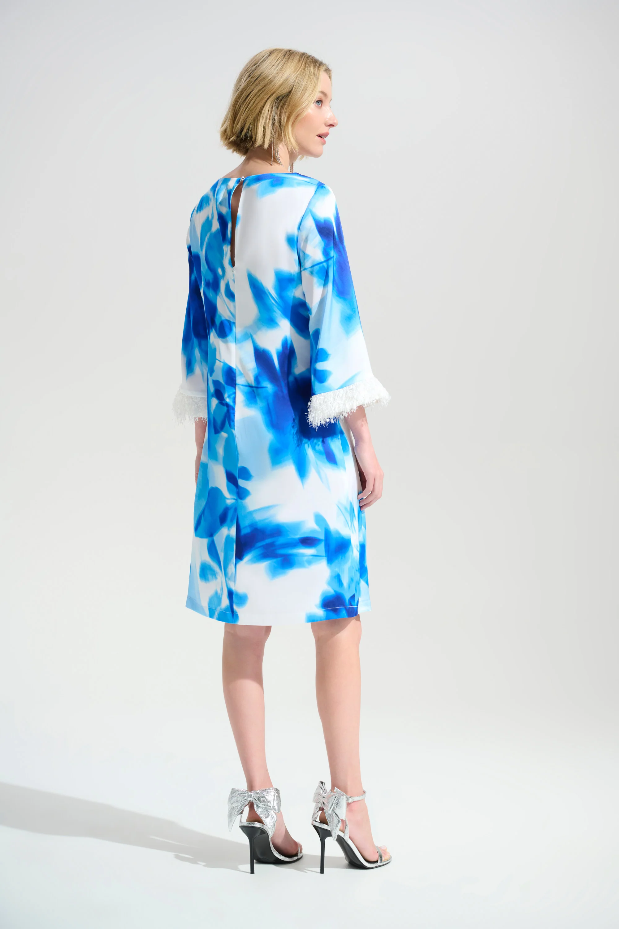 Joseph Ribkoff Floral Print Shift Dress With Novelty Trim Style 261728 - Image 4