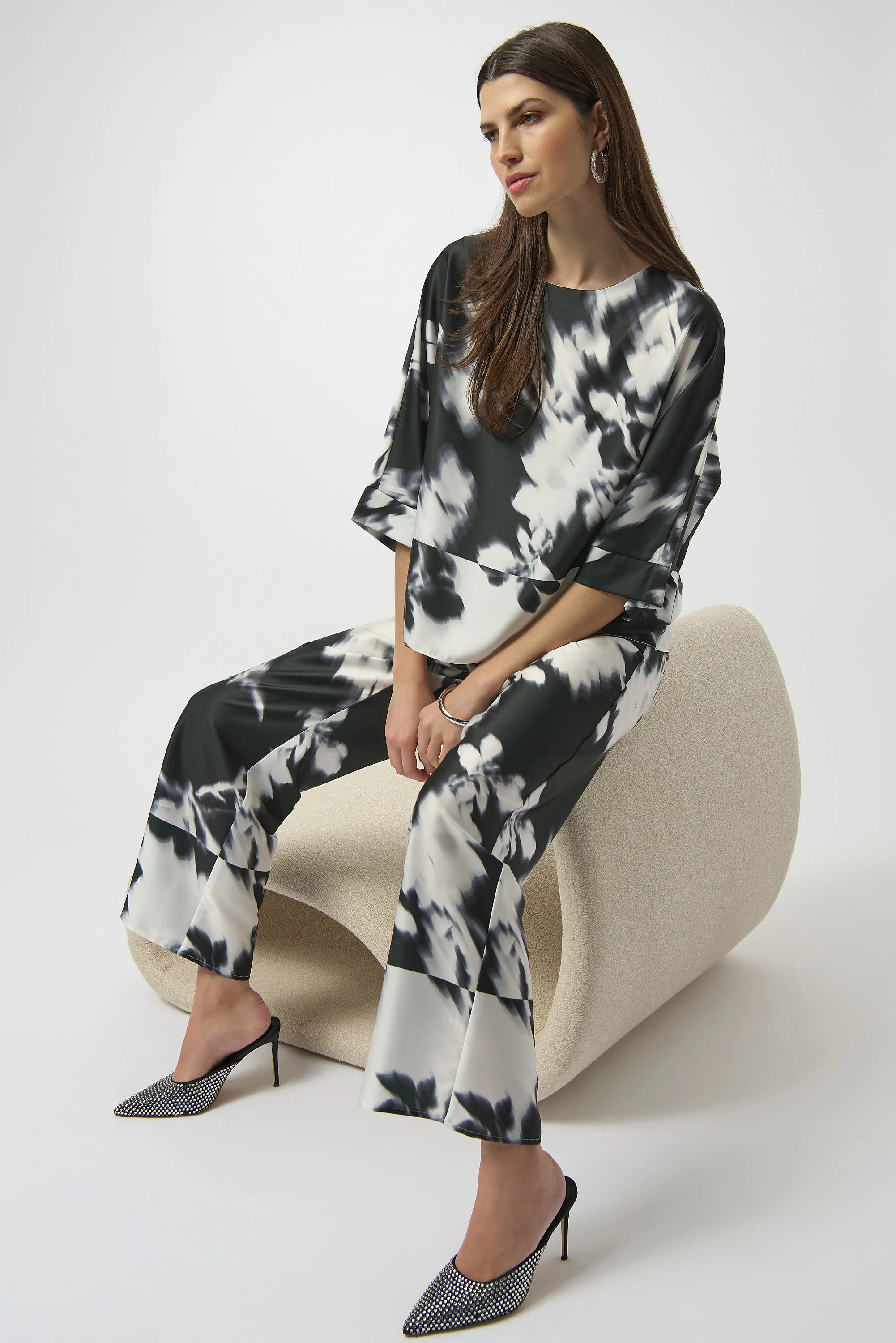 Joseph Ribkoff Floral Print Wide-Leg Pants Style 254081 - Image 2