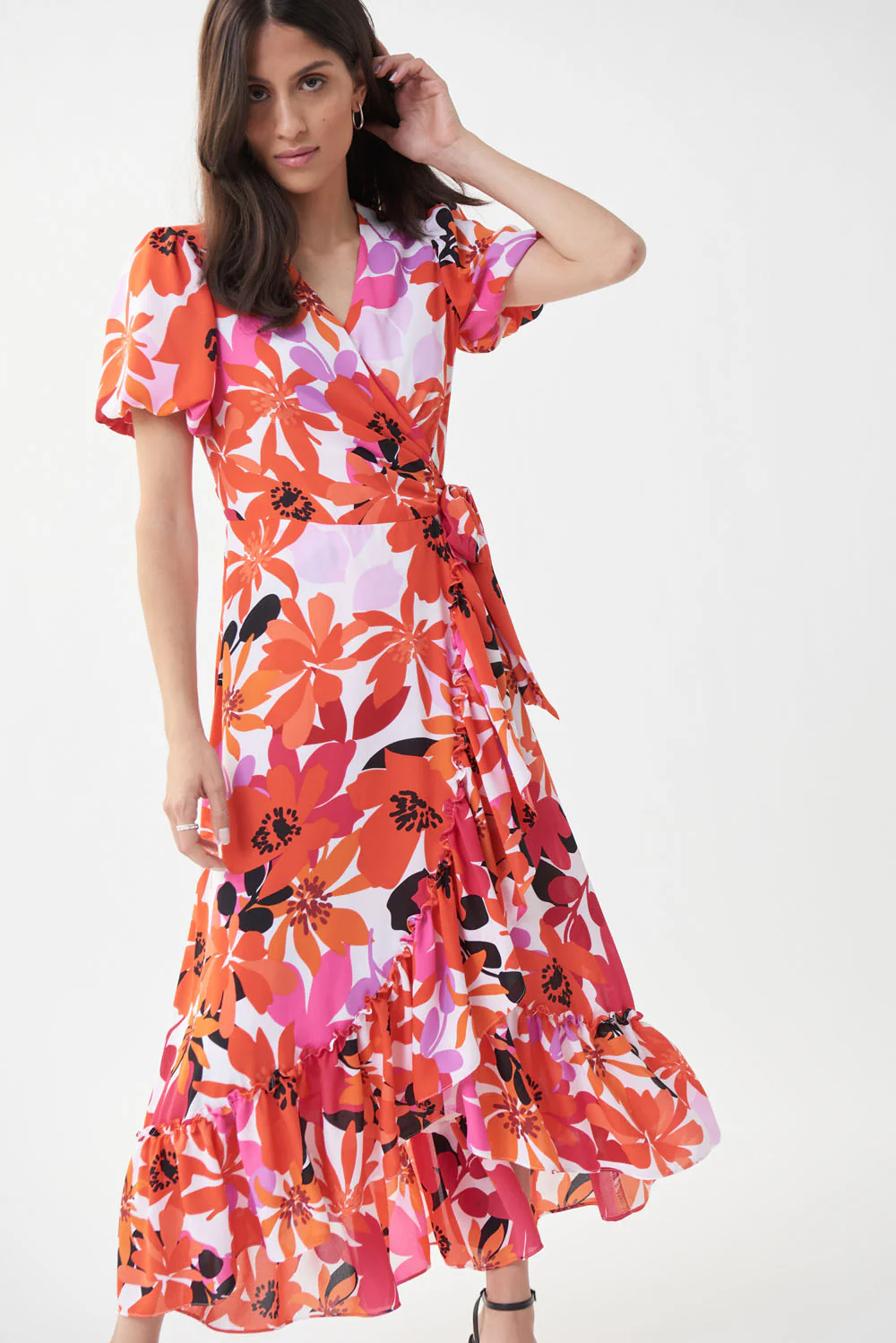 Joseph Ribkoff Vanilla/Multi Floral Wrap Dress Style 222109 - Image 2