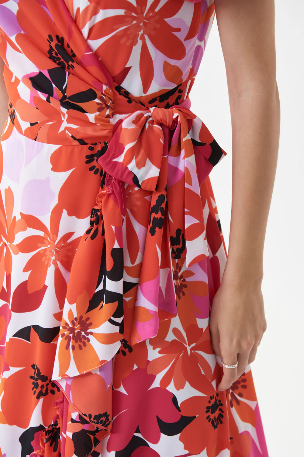 Joseph Ribkoff Vanilla/Multi Floral Wrap Dress Style 222109 - Image 3