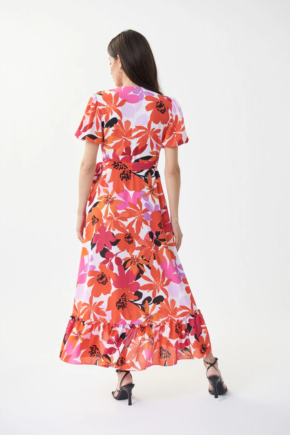 Joseph Ribkoff Vanilla/Multi Floral Wrap Dress Style 222109 - Image 4