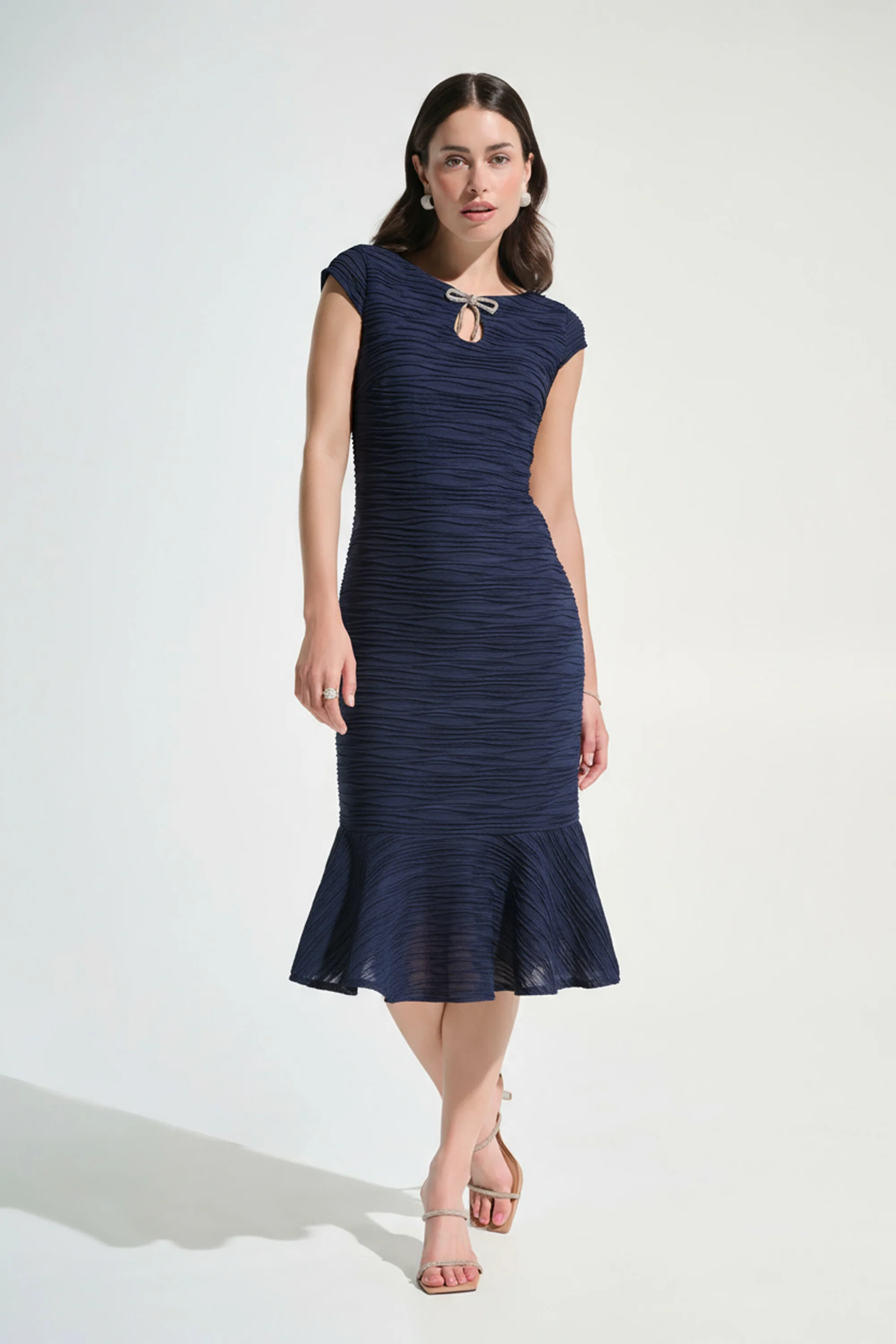 Joseph Ribkoff Flounce Dress With Rhinestone Bow Style 262703 - Image 7
