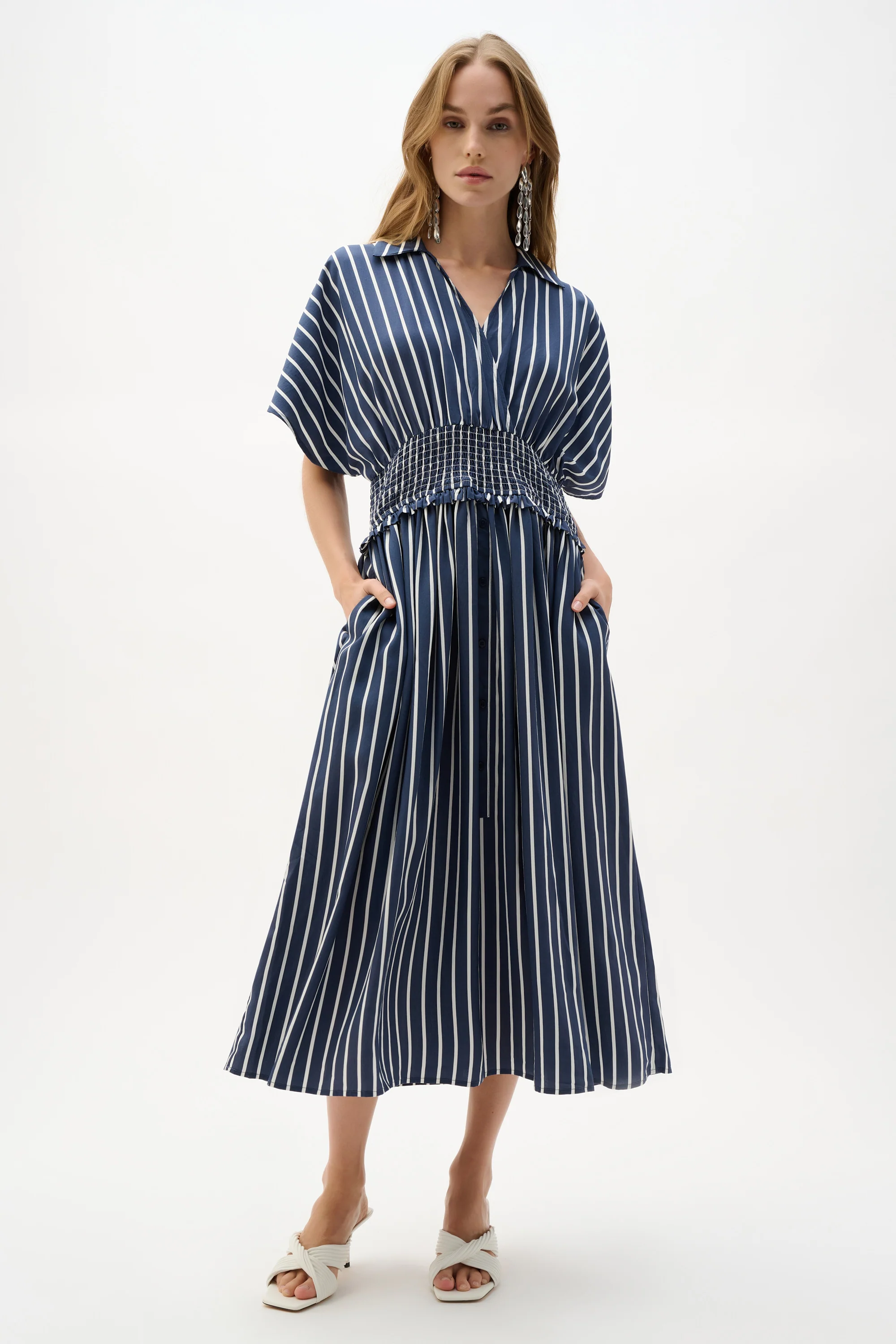 Joseph Ribkoff Flowy Stripe Print Fit & Flare Dress Style 262912 - Image 5
