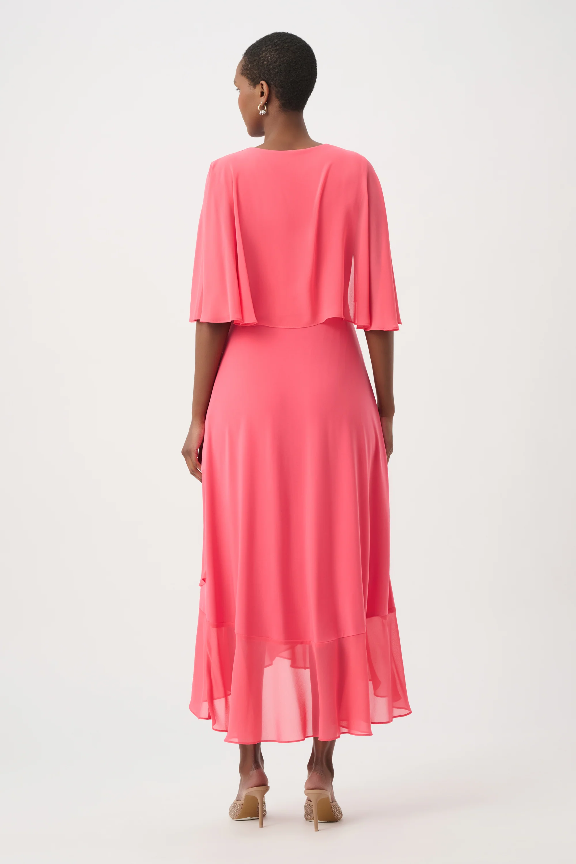 Joseph Ribkoff Flowy Wrap Dress With Buckle Rhinestones Detail Style 261714 - Image 4
