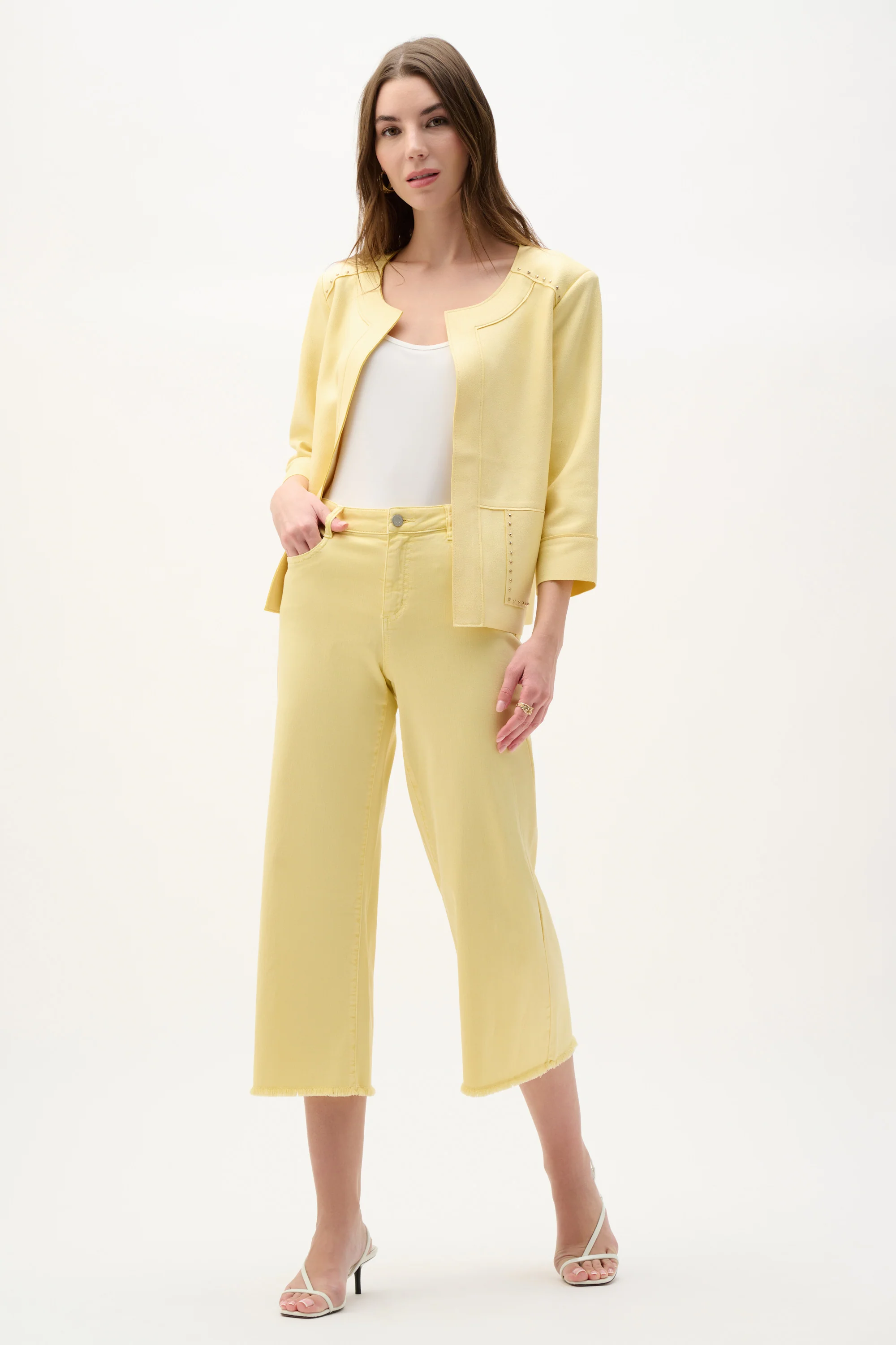 Joseph Ribkoff Foiled Faux Suede Boxy Jacket With Stud Details Style 262905 - Image 2