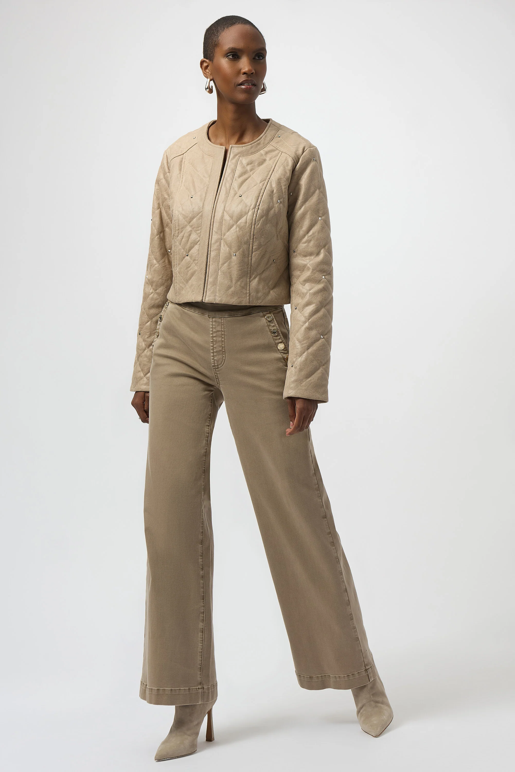 Joseph Ribkoff Foiled Faux Suede Diamond Quilt Studded Jacket Style 254929 - Image 8