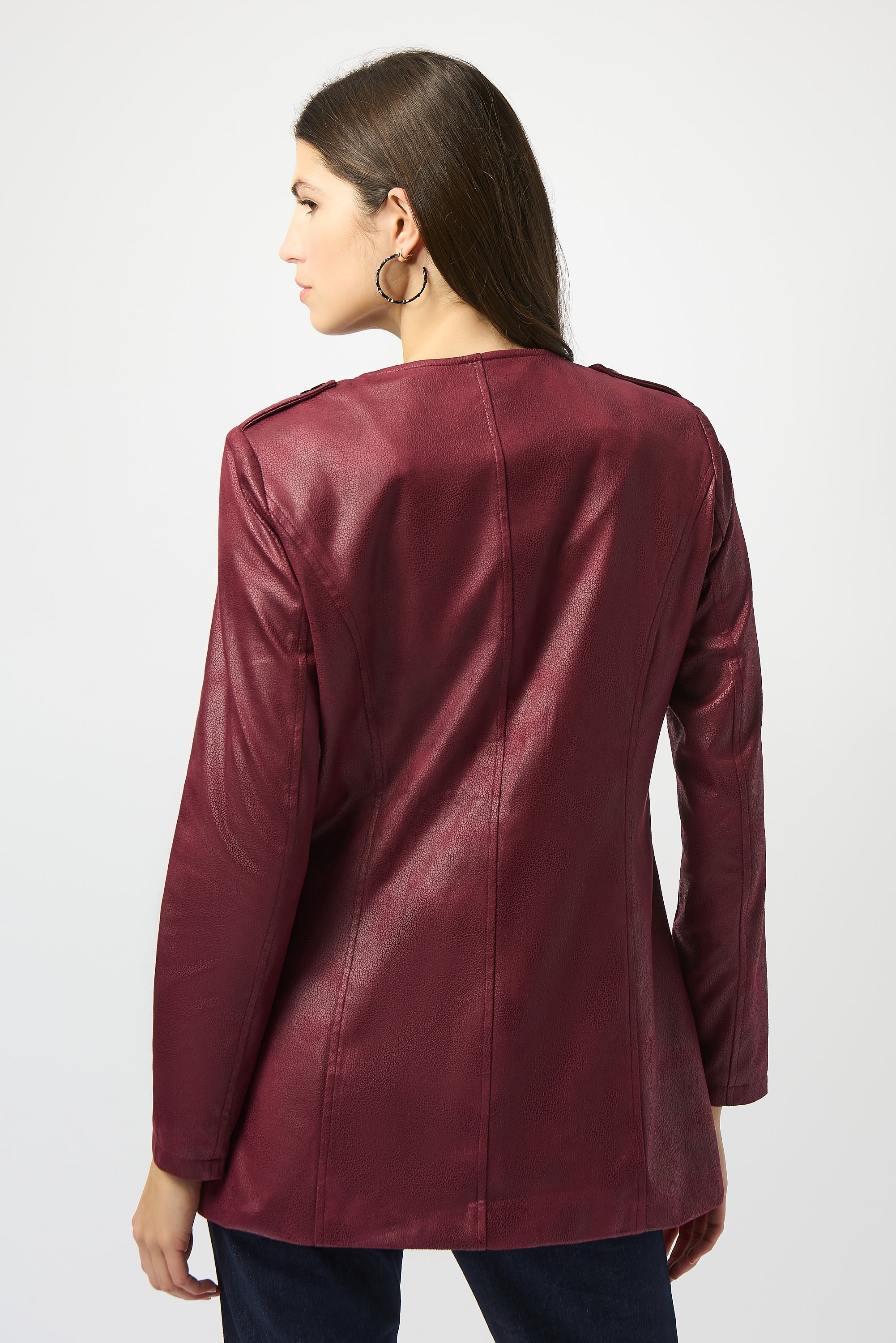 Joseph Ribkoff Foiled Faux Suede Fitted Jacket Style 253934 - Image 2