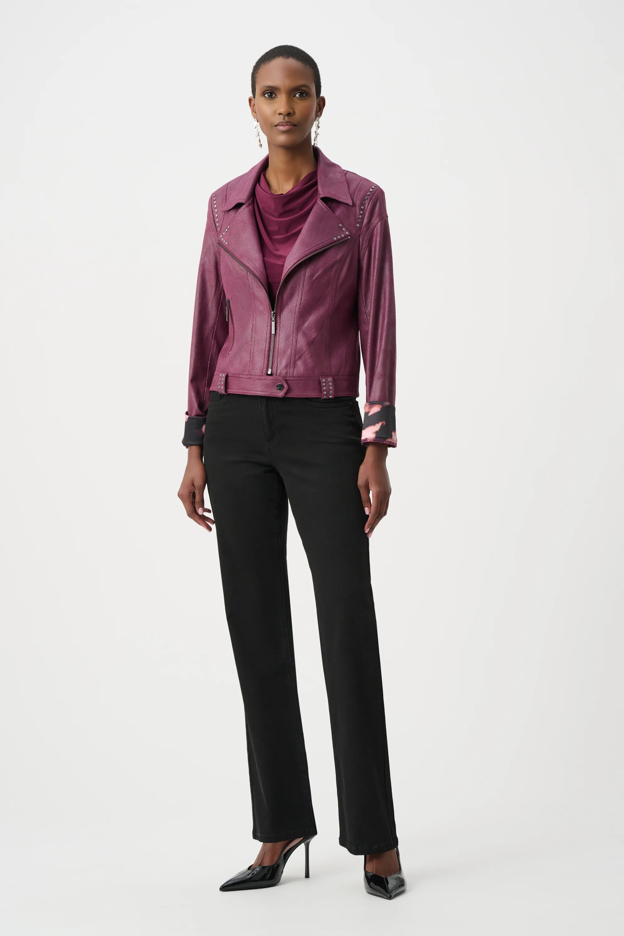 Joseph Ribkoff Foiled Faux Suede Fitted Jacket Style 263907 - Image 2