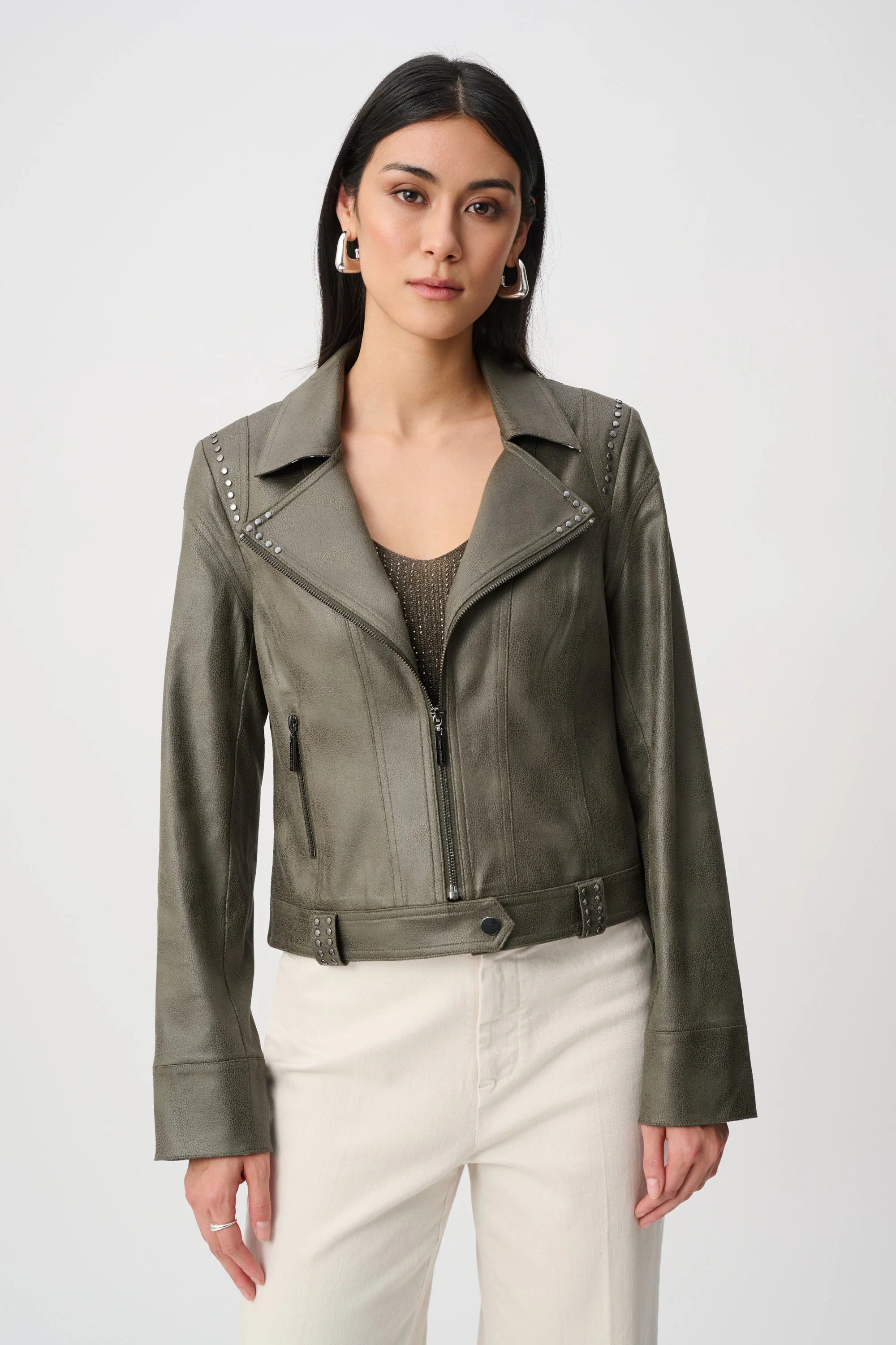 Joseph Ribkoff Foiled Faux Suede Fitted Jacket Style 263907 - Image 5