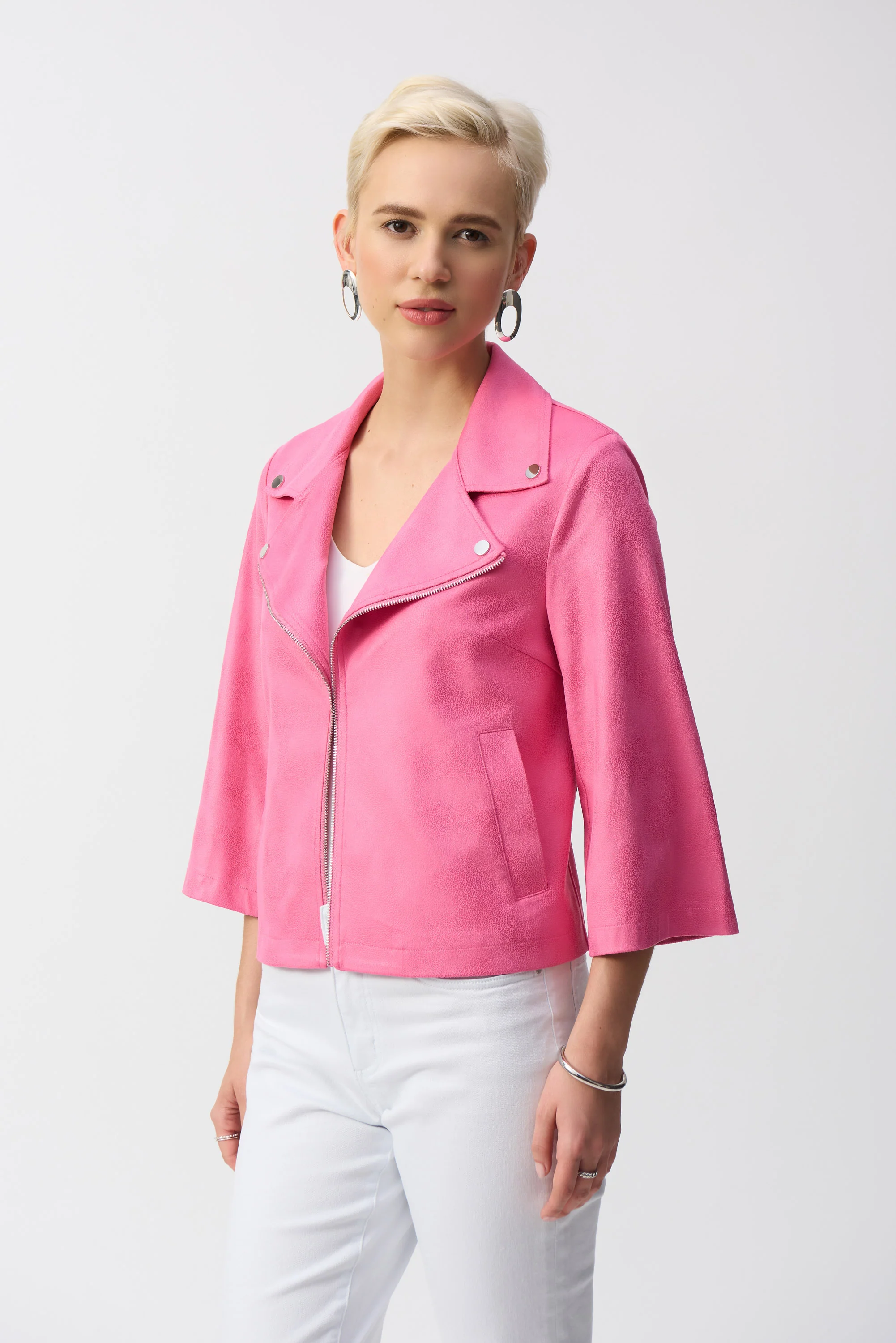 Joseph Ribkoff Foiled Faux Suede Swing Jacket Style 251908 - Image 2