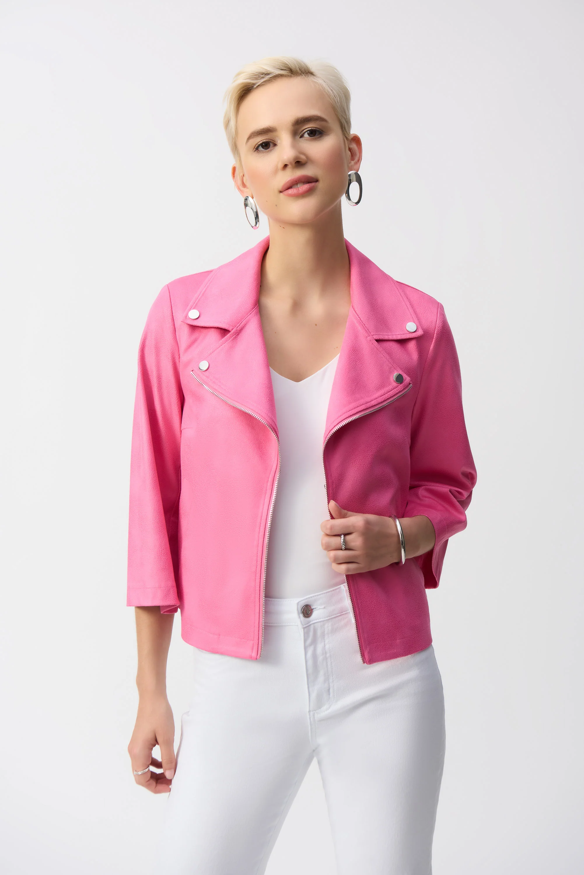 Joseph Ribkoff Foiled Faux Suede Swing Jacket Style 251908 - Image 4