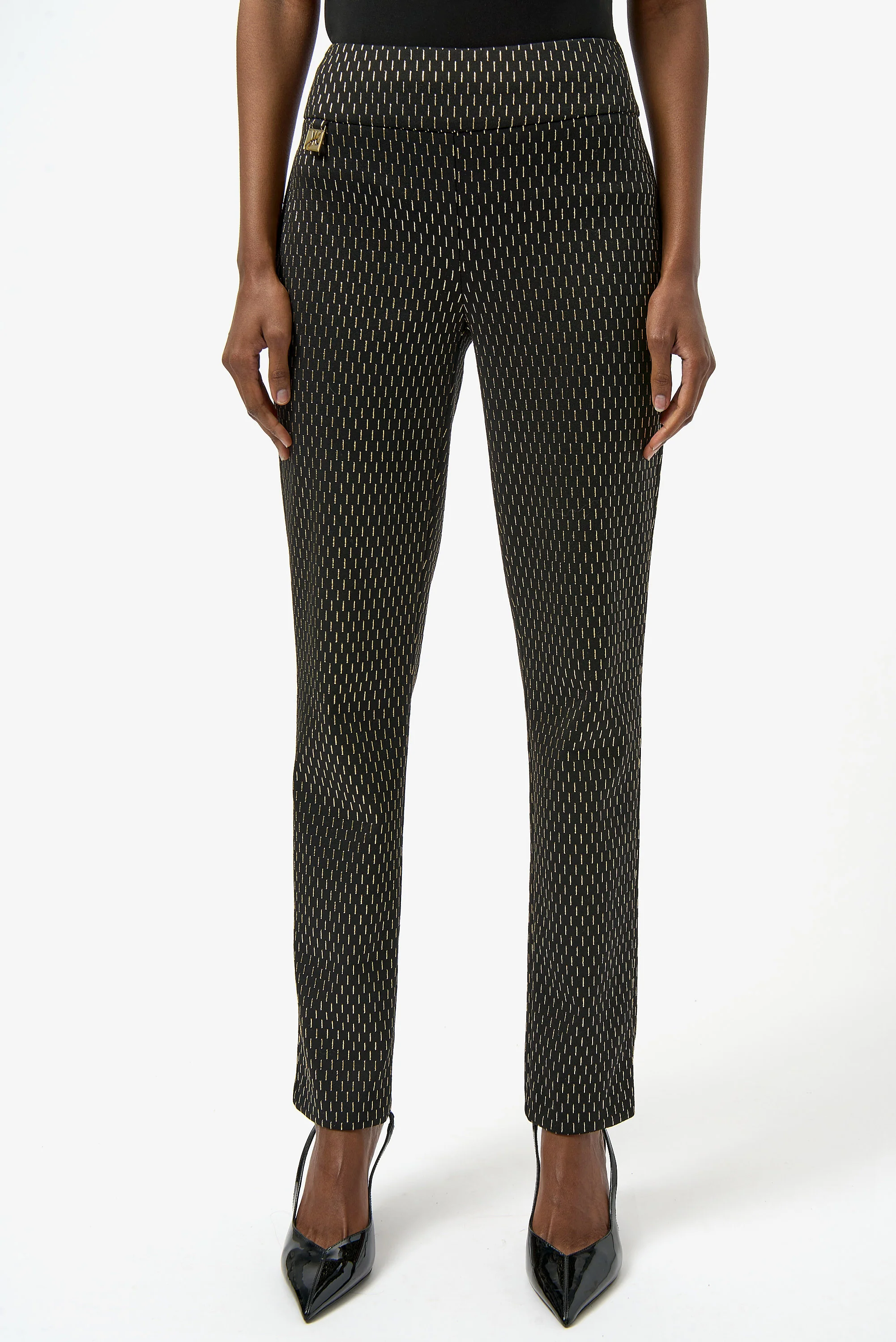 Joseph Ribkoff Foiled Heavy Knit Slim Fit Pants Style 254143 - Image 5