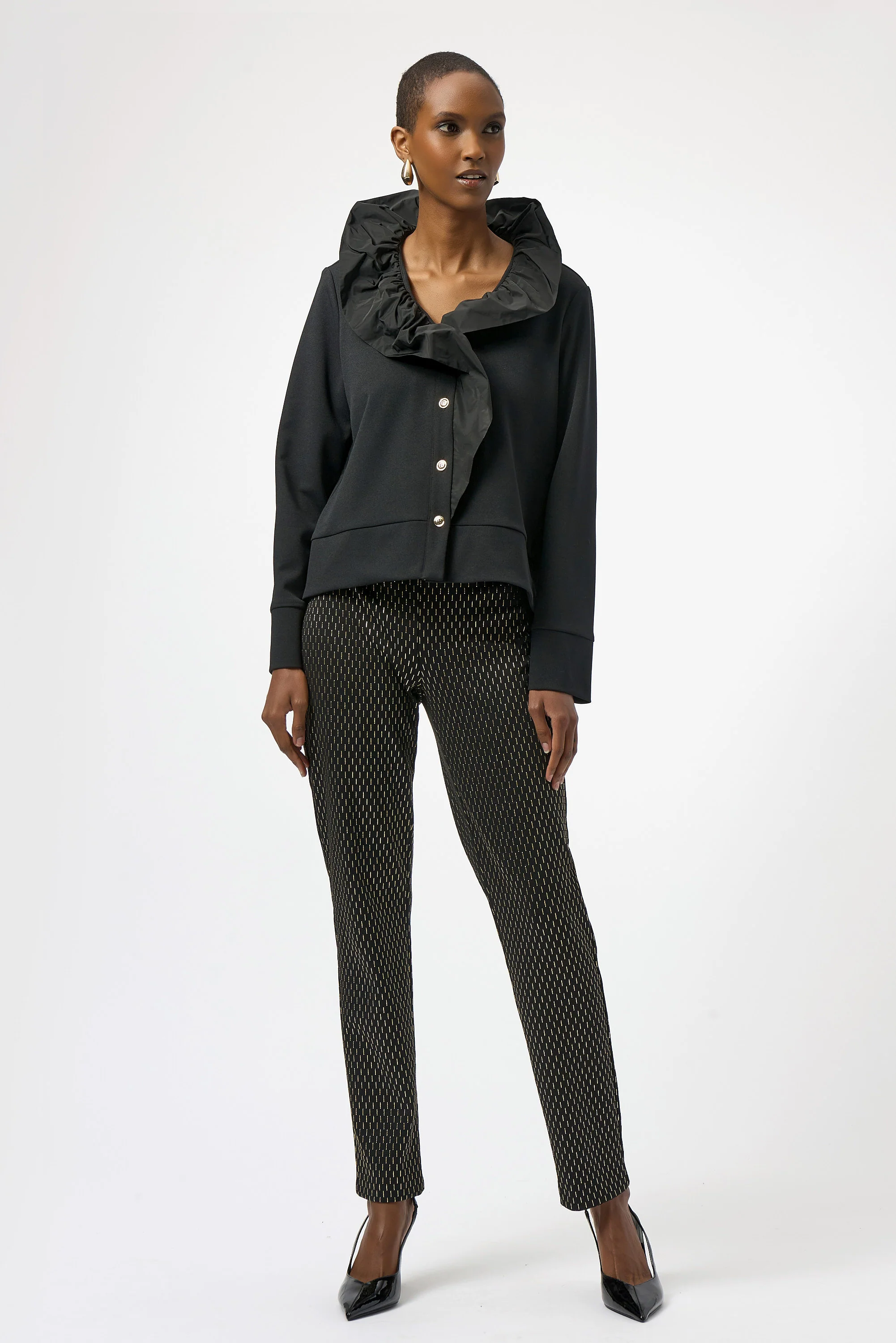 Joseph Ribkoff Foiled Heavy Knit Slim Fit Pants Style 254143 - Image 6