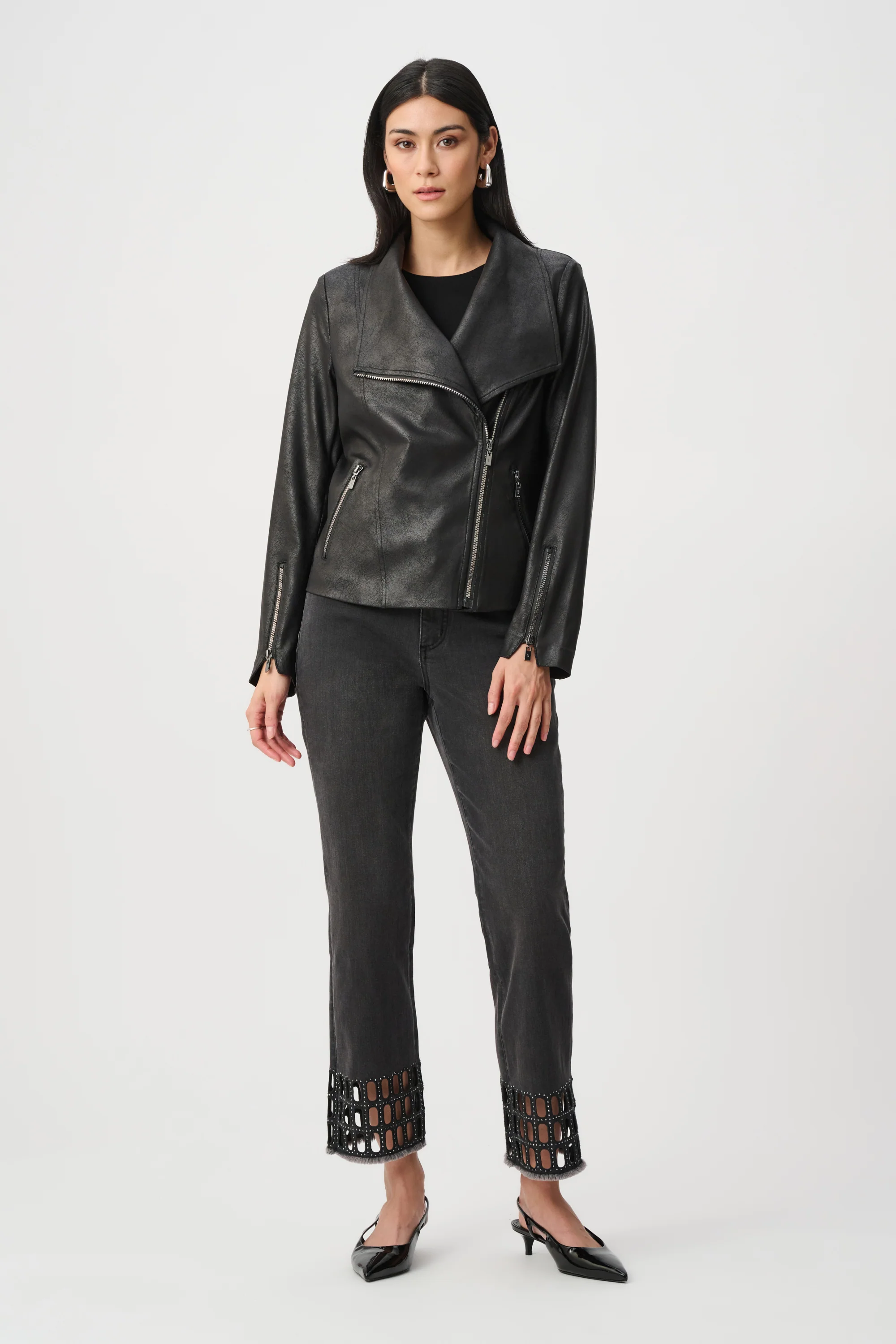 Joseph Ribkoff Foiled Knit Fitted Jacket Style 263908 - Image 6