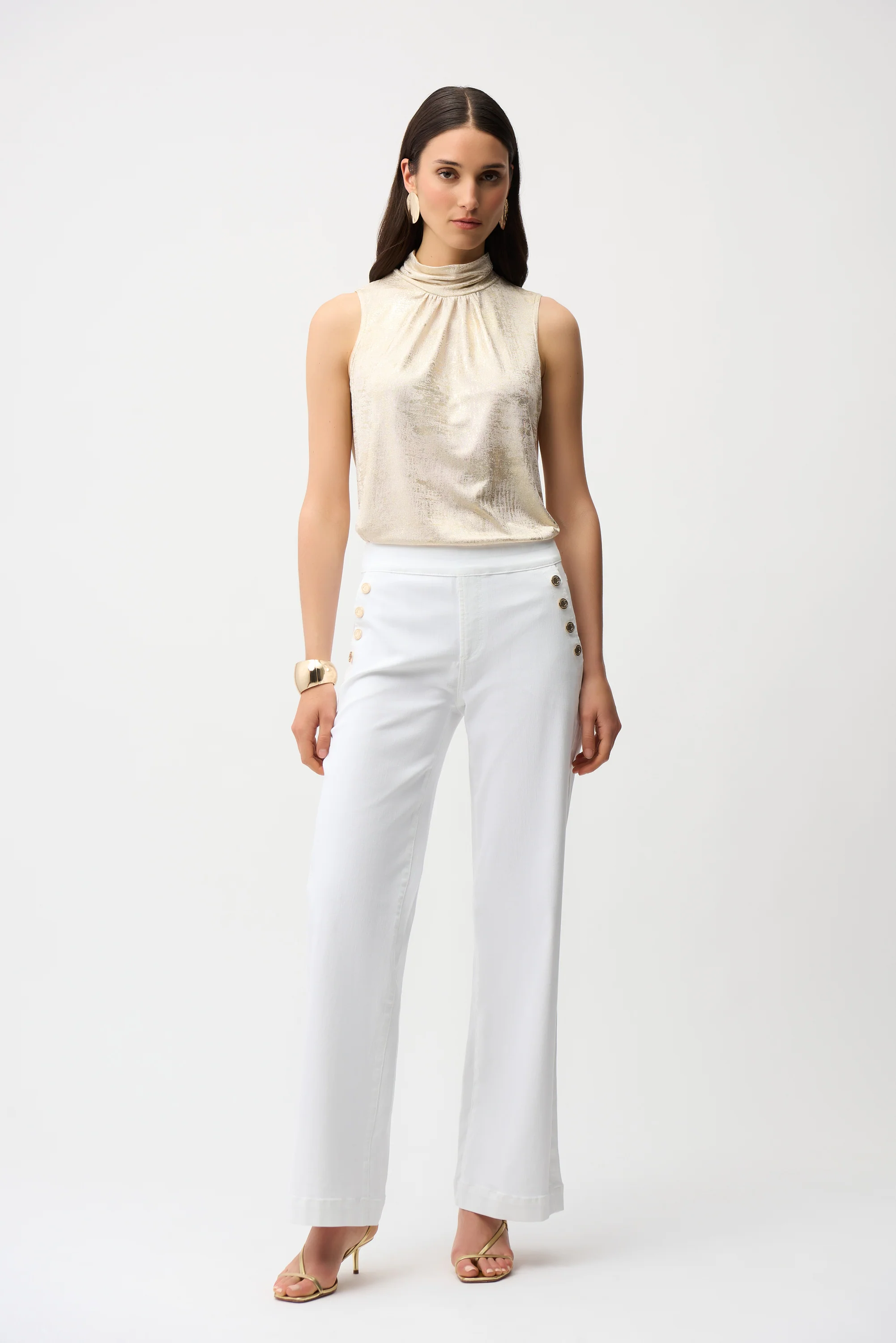Joseph Ribkoff Foiled Knit Straight Sleeveless Top Style 261008 - Image 2