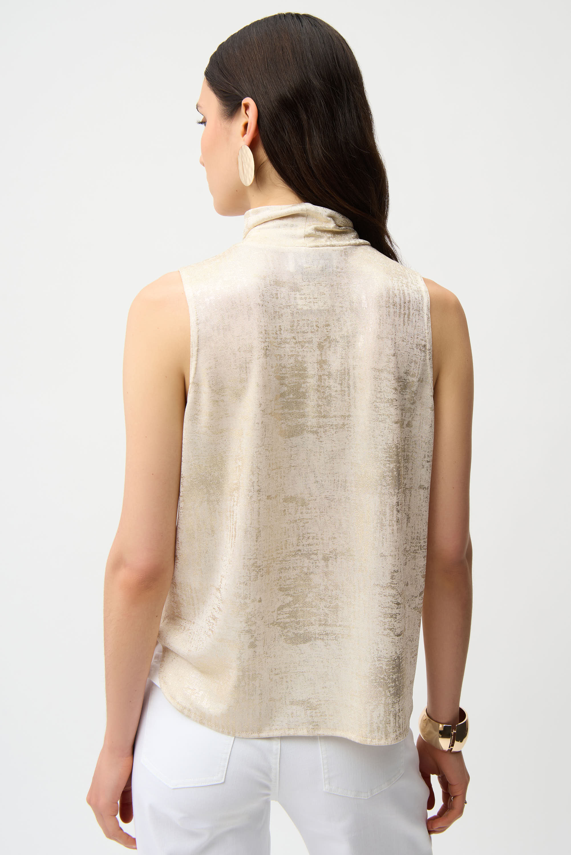 Joseph Ribkoff Foiled Knit Straight Sleeveless Top Style 261008 - Image 3