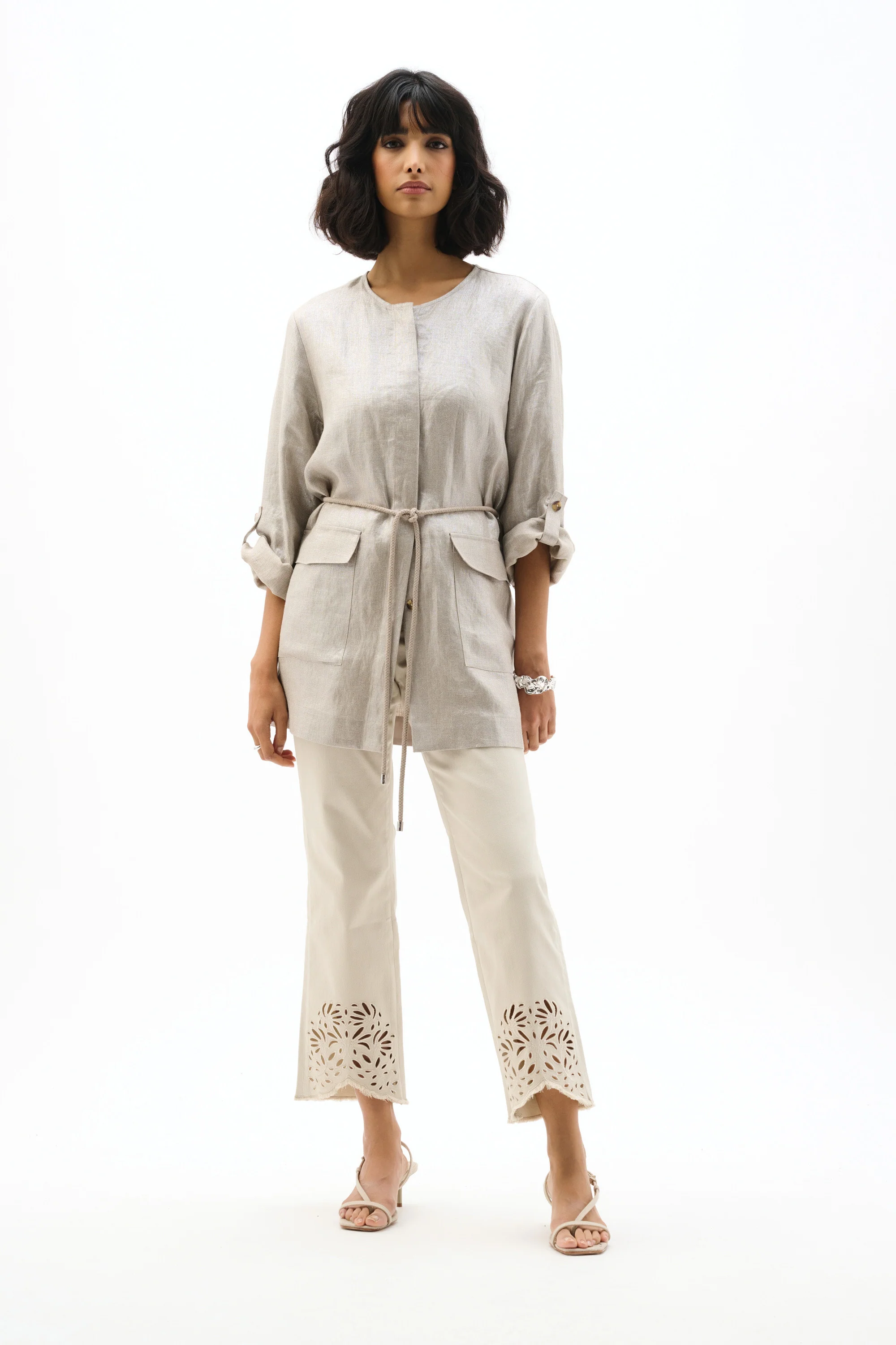 Joseph Ribkoff Foiled Linen Versatile Jacket Style 262979 - Image 3