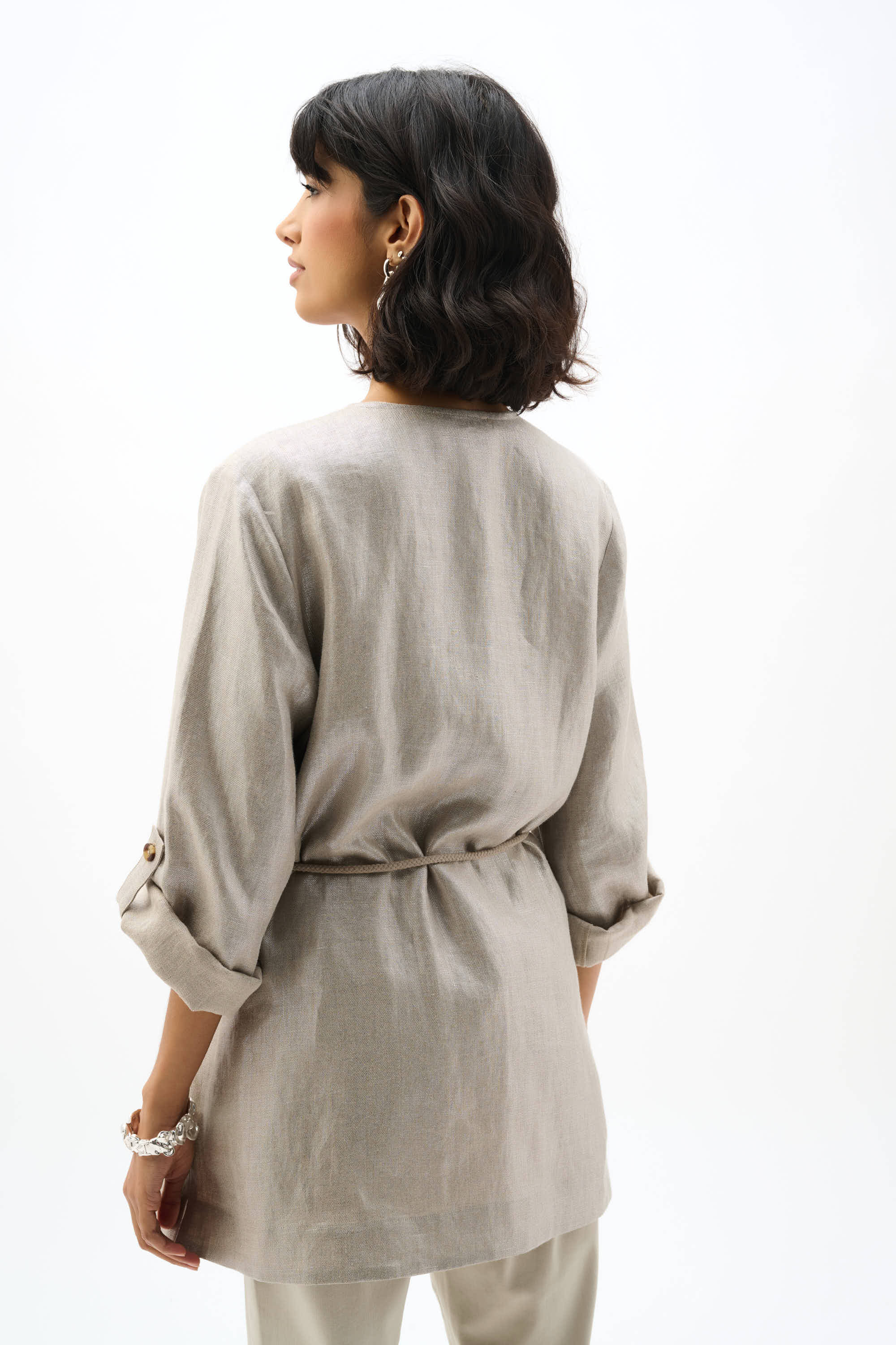 Joseph Ribkoff Foiled Linen Versatile Jacket Style 262979 - Image 5