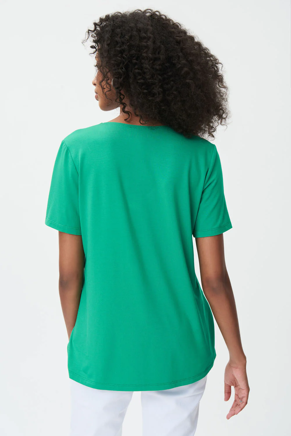 Joseph Ribkoff Foliage Short-Sleeve V-Neck Top Style 232219 - Image 3