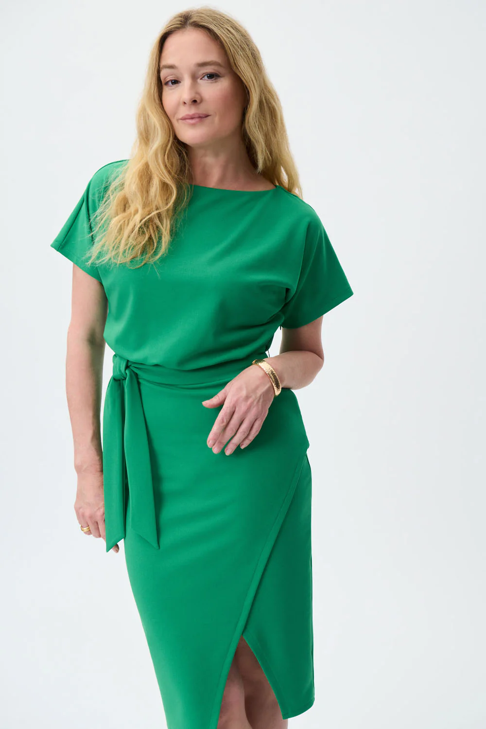 Joseph Ribkoff Foliage Wrap Dress Style 231015 - Image 3