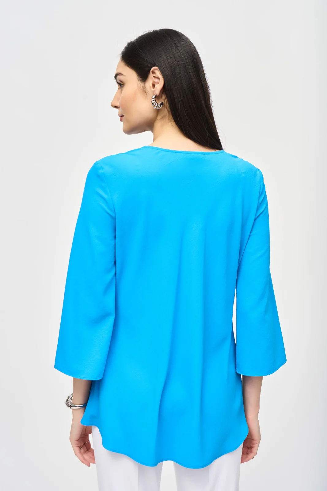Joseph Ribkoff French Blue Cowl Neck Flared Top Style 241309 - Image 2