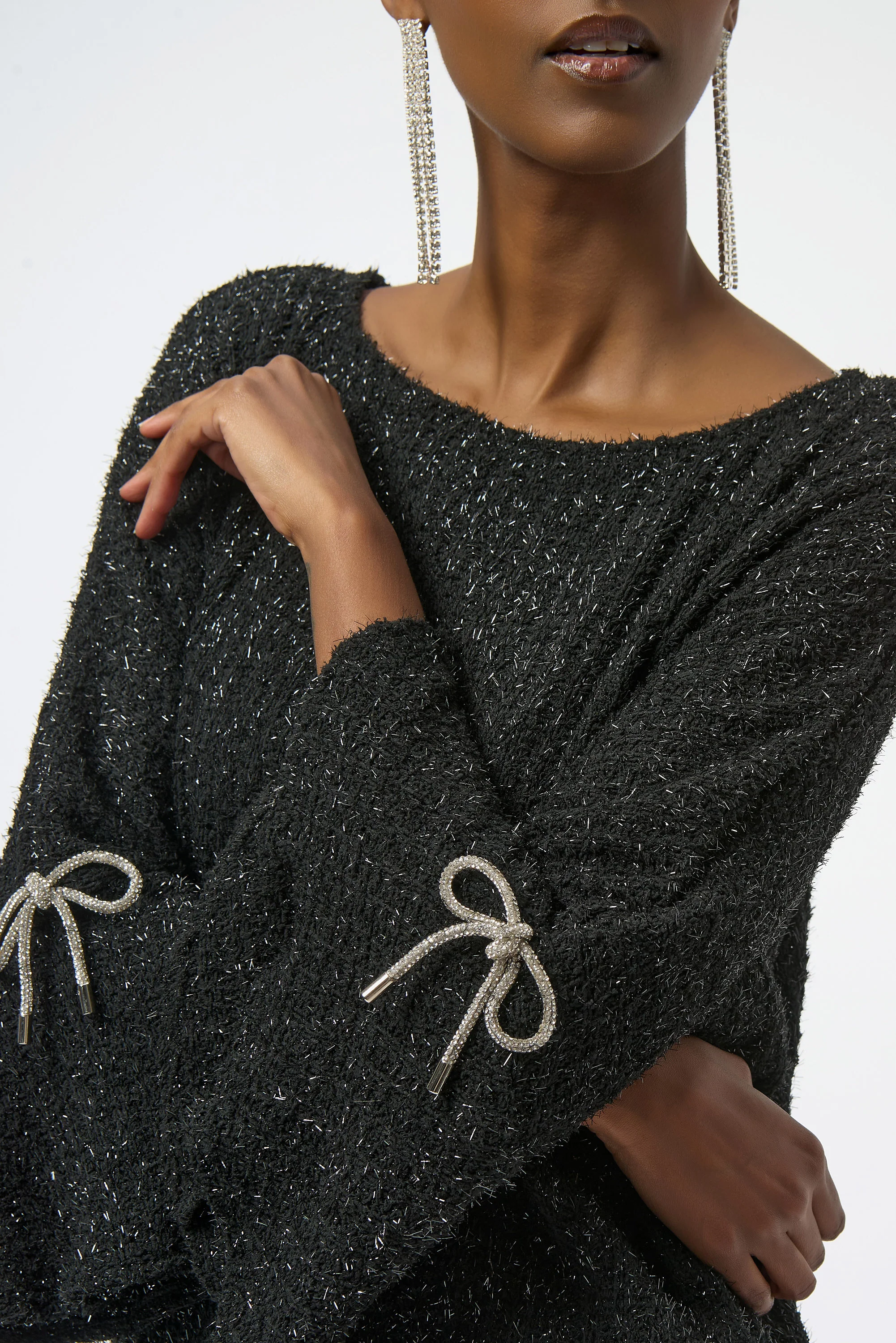 Joseph Ribkoff Fuzzy Metallic Knit Boxy Top Style 254098 - Image 3