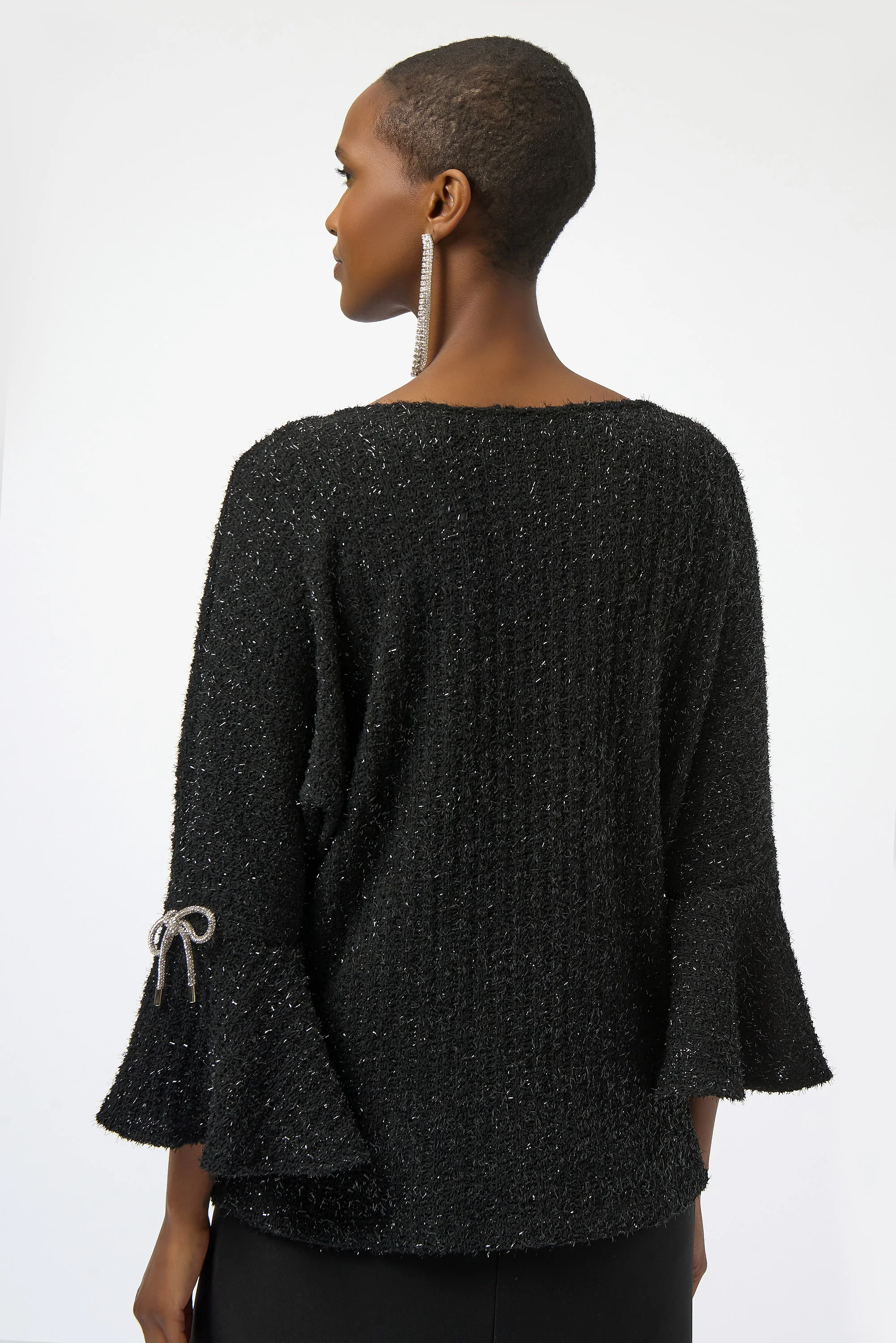 Joseph Ribkoff Fuzzy Metallic Knit Boxy Top Style 254098 - Image 4
