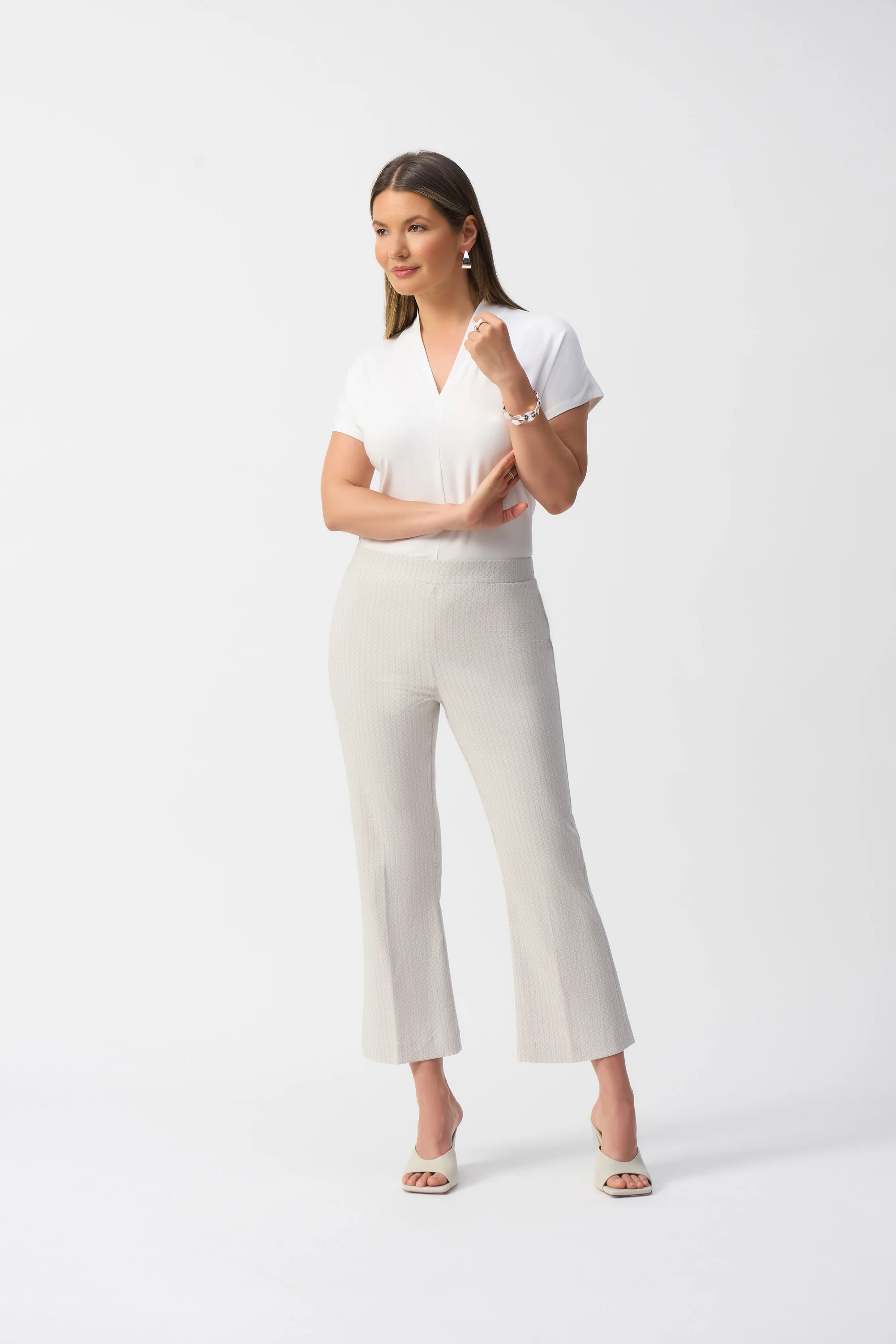 Joseph Ribkoff Geometric Jacquard Flared Pull-on Pants Style 251186 - Image 3