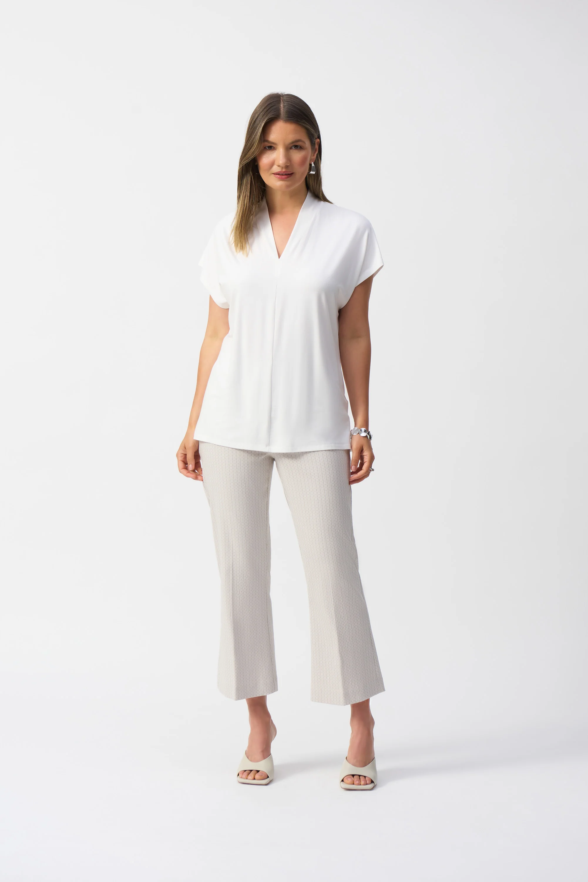 Joseph Ribkoff Geometric Jacquard Flared Pull-on Pants Style 251186 - Image 4