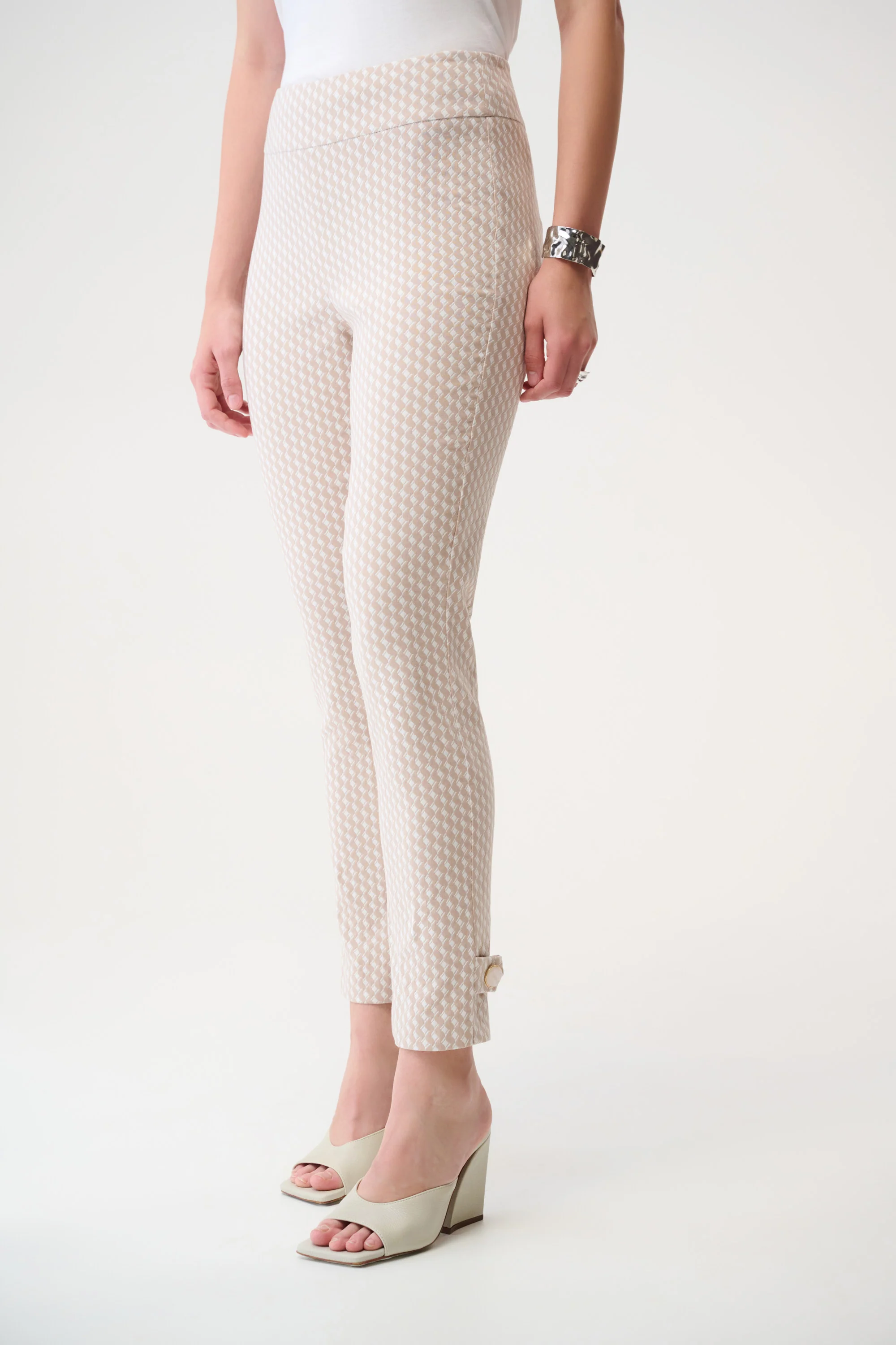 Joseph Ribkoff Geometric Jacquard Pull-On Slim Fit Pants Style 261025