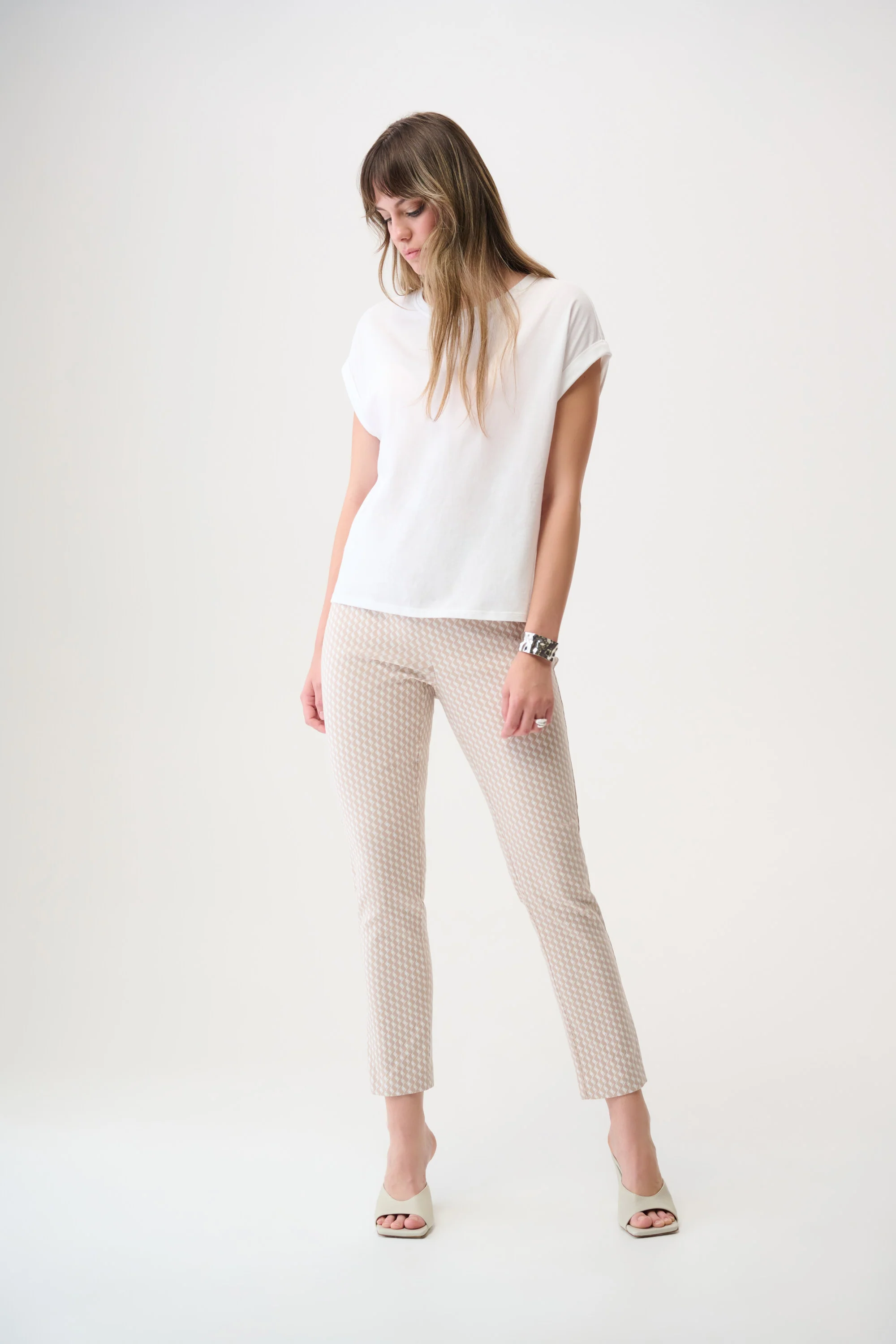 Joseph Ribkoff Geometric Jacquard Pull-On Slim Fit Pants Style 261025 - Image 2