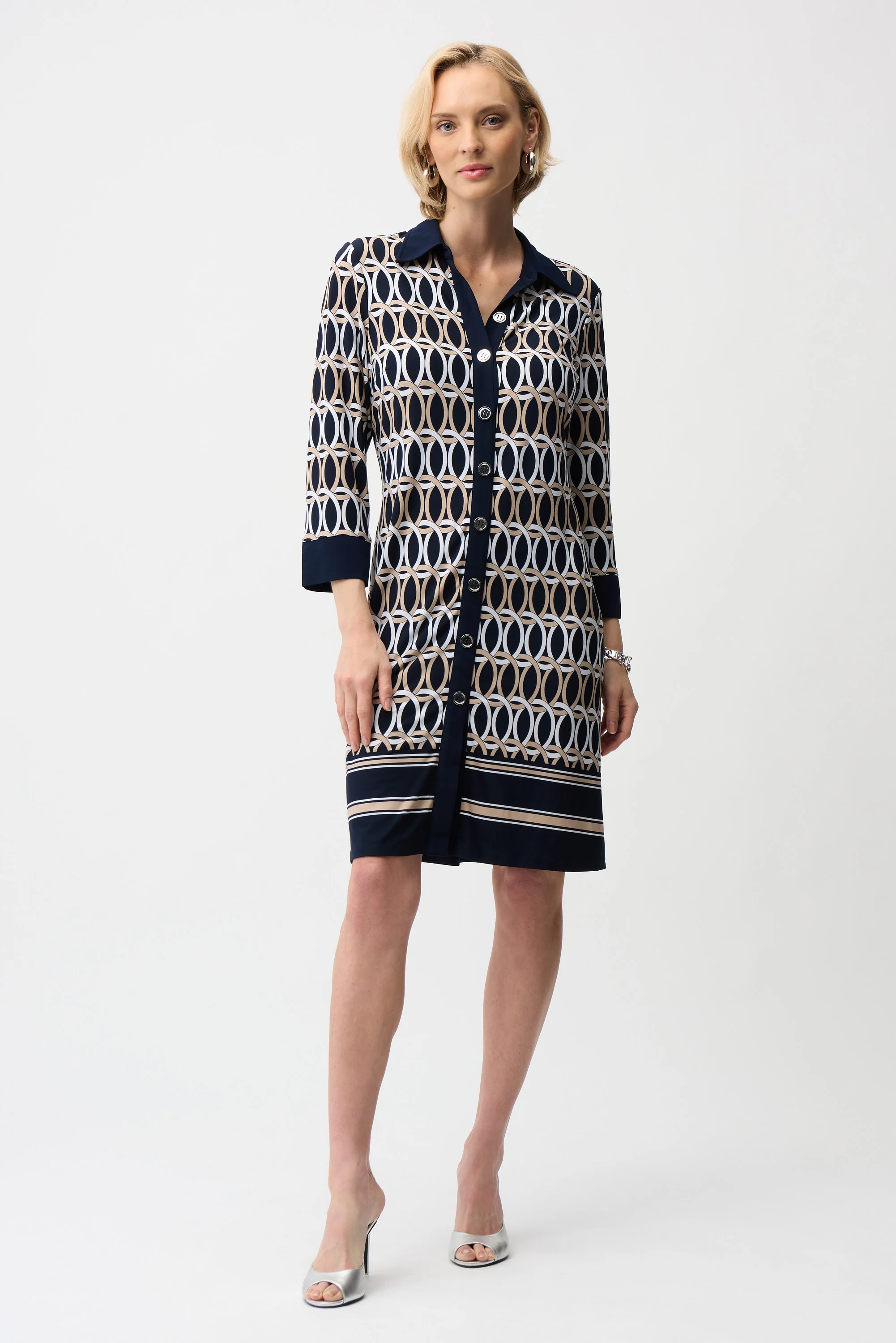 Joseph Ribkoff Geometric Print A-Line Shirt Dress Style 261903 - Image 2