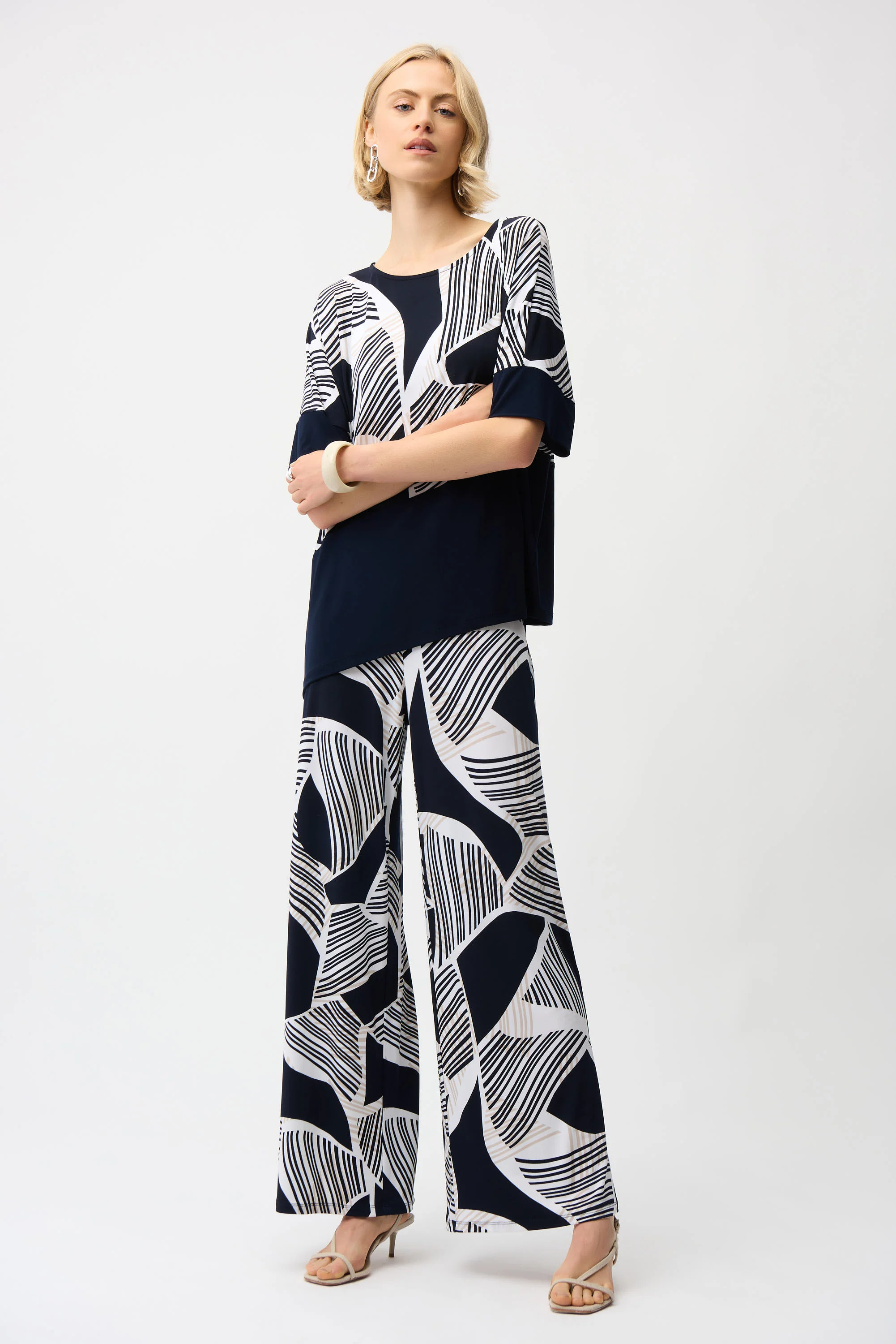 Joseph Ribkoff Geometric Print Asymmetrical Cocoon Top Style 261283 - Image 2