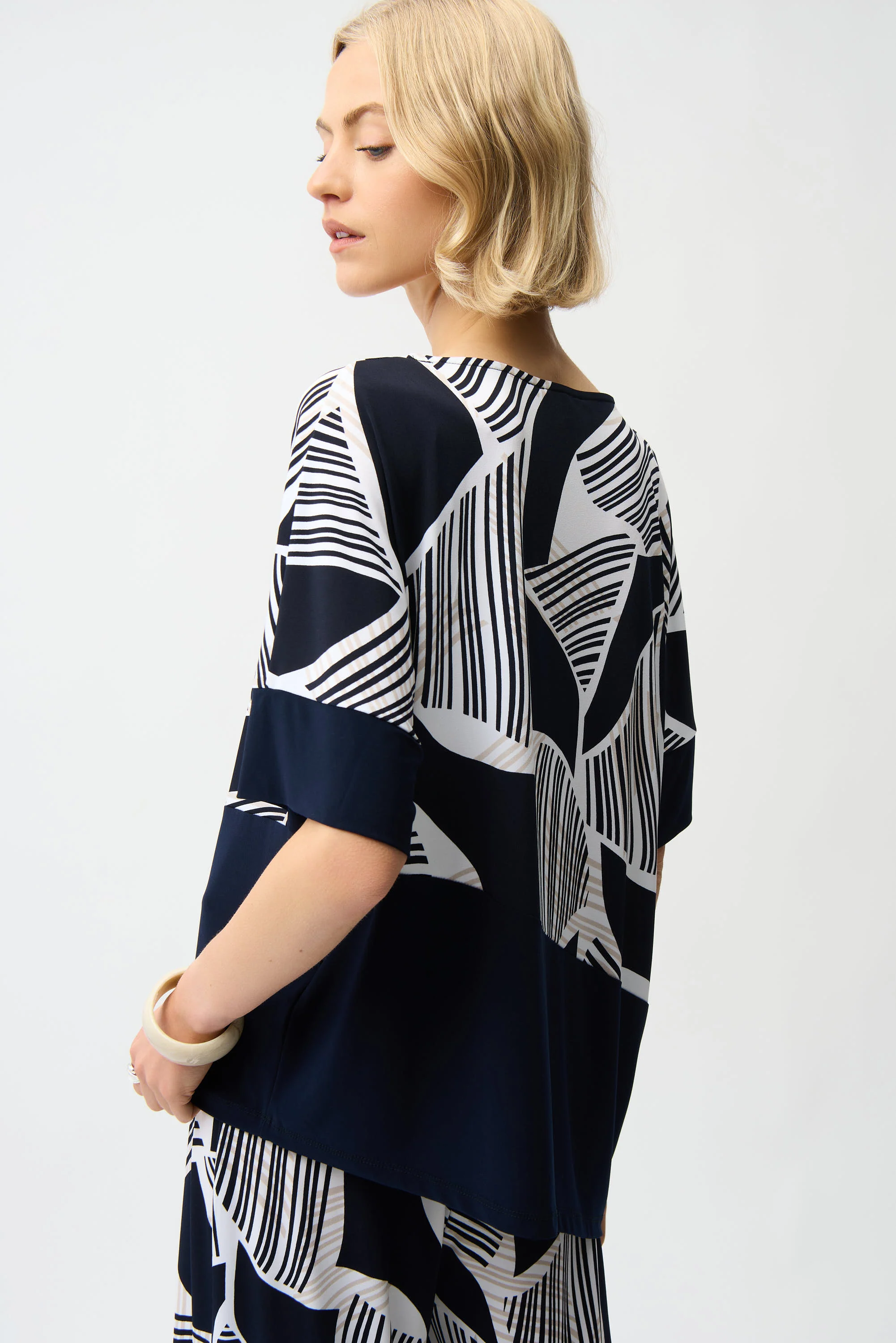 Joseph Ribkoff Geometric Print Asymmetrical Cocoon Top Style 261283 - Image 5