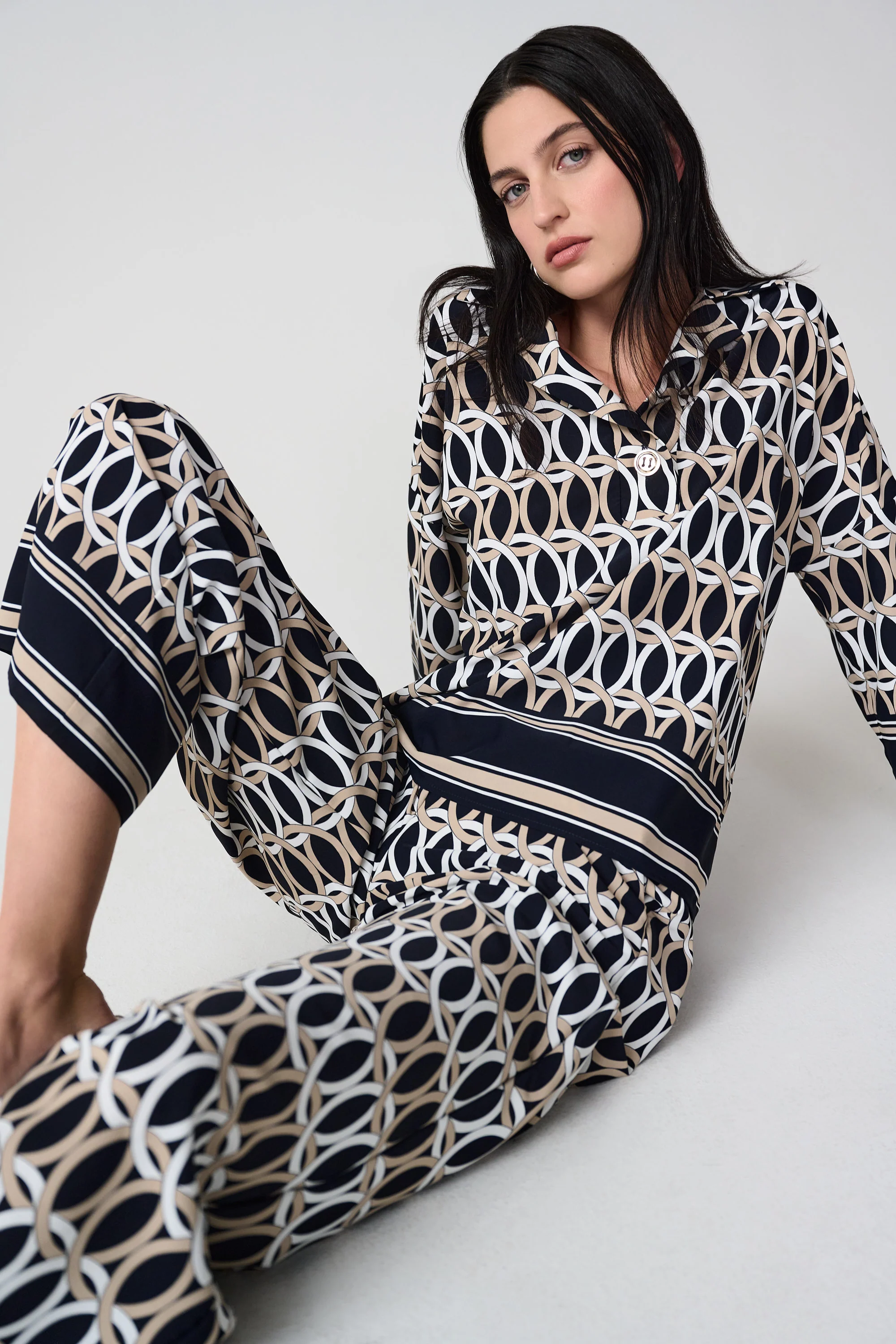 Joseph Ribkoff Geometric Print Boxy Top With Shirt Collar Style 261057 - Image 6