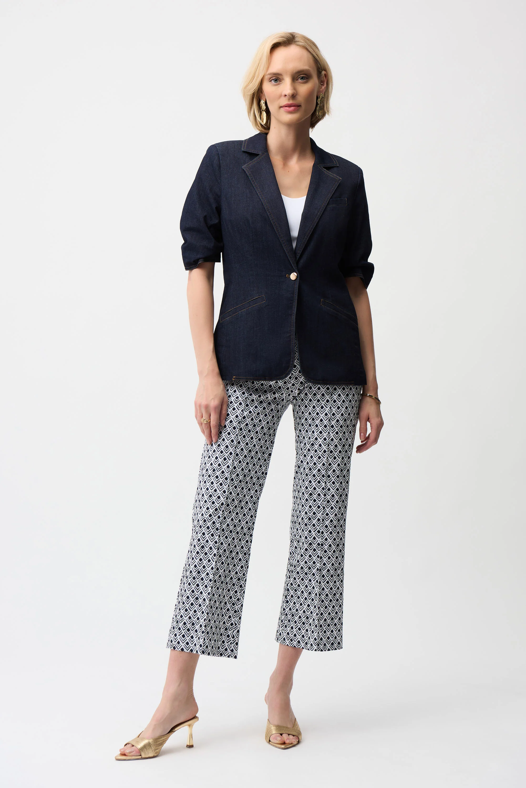 Joseph Ribkoff Geometric Print Flare Pull-On Pants Style 261083 - Image 2