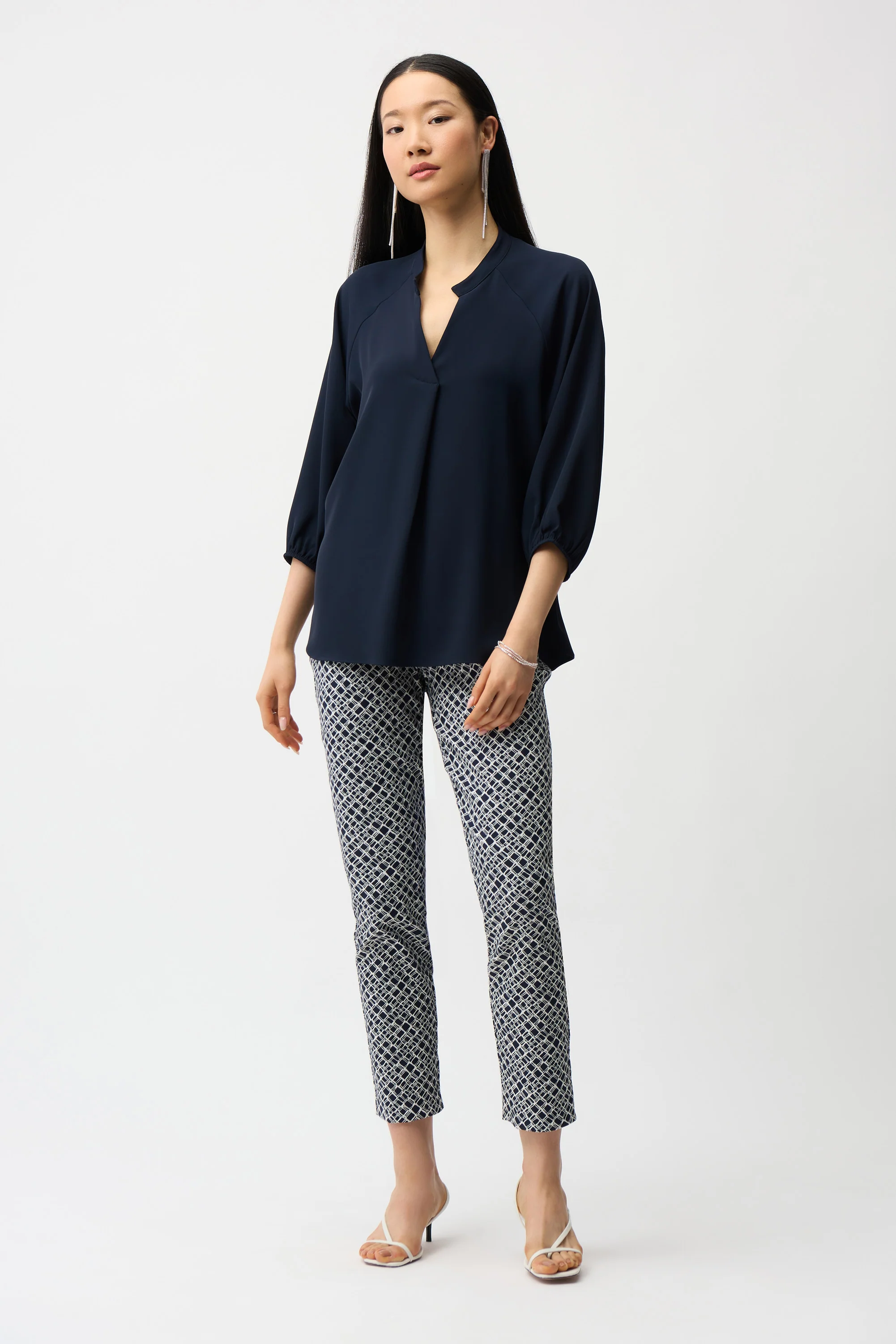 Joseph Ribkoff Geometric Print Pull-On Slim Fit Pants Style 261225 - Image 2