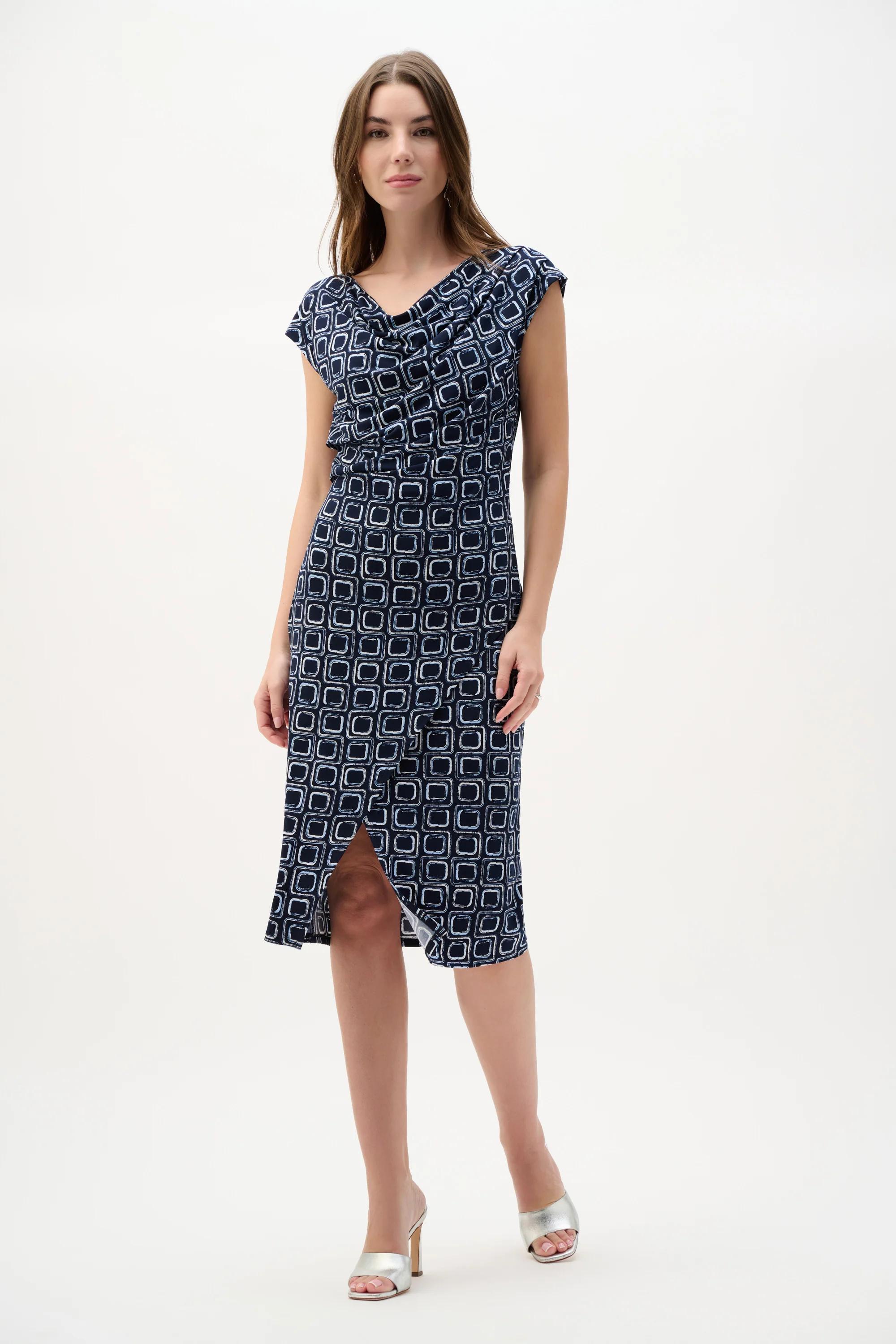 Joseph Ribkoff Geometric Print Sheath Wrap Dress Style 262246 - Image 2