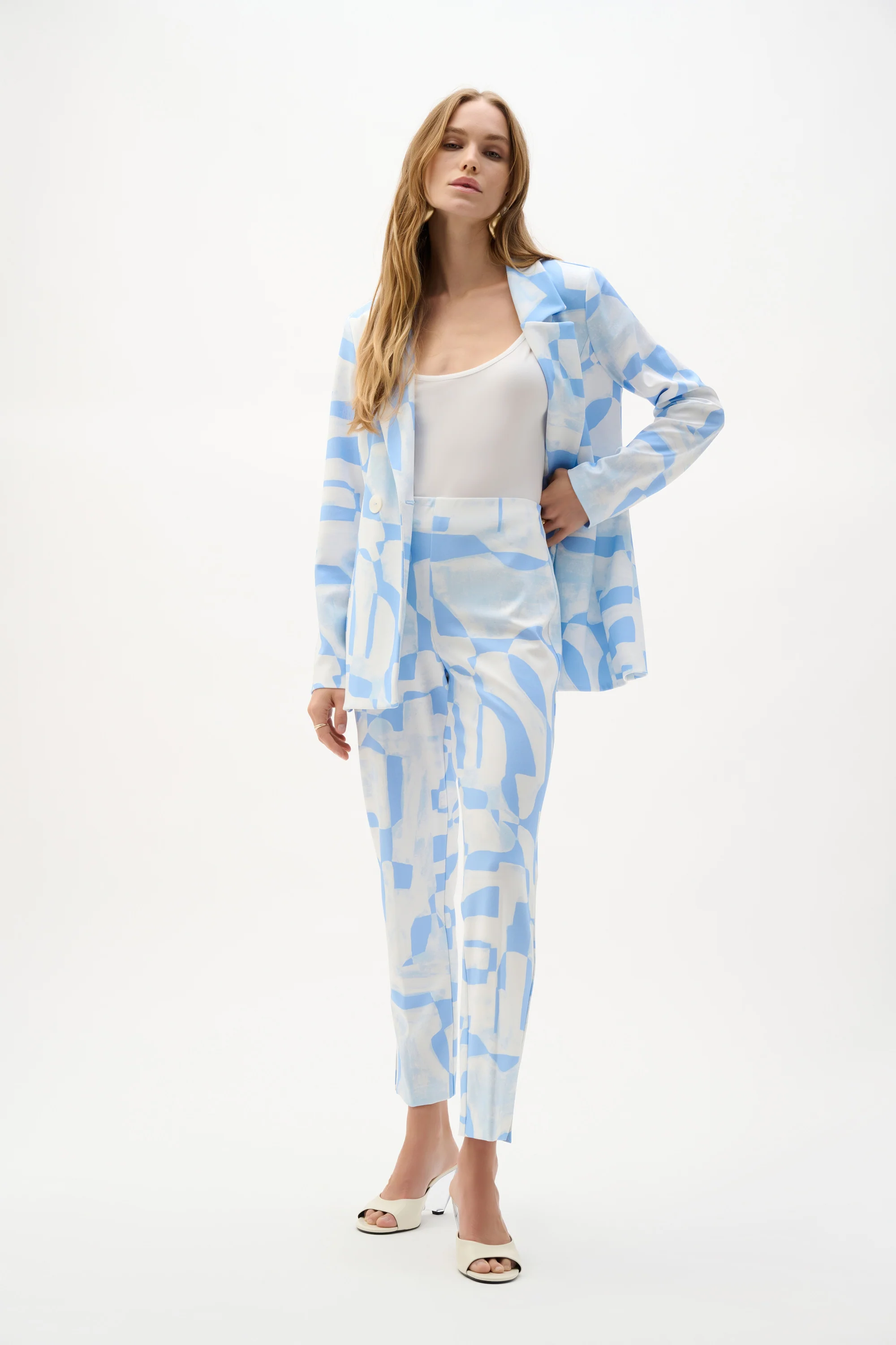 Joseph Ribkoff Geometric Print Straight Leg Pull-On Pants Style 262131 - Image 2