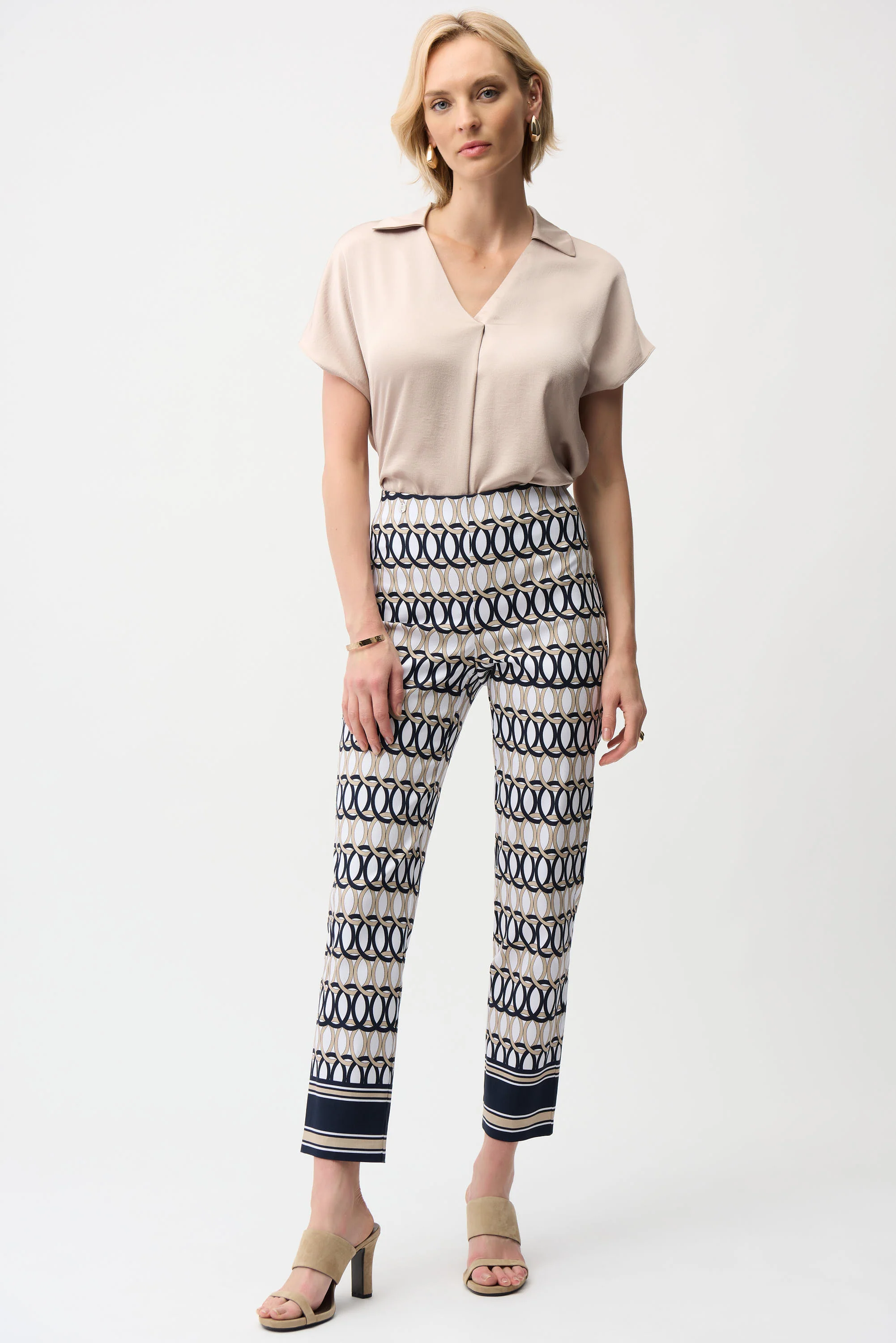 Joseph Ribkoff Geometric Print Straight Pull-On Pants Style 261222 - Image 2