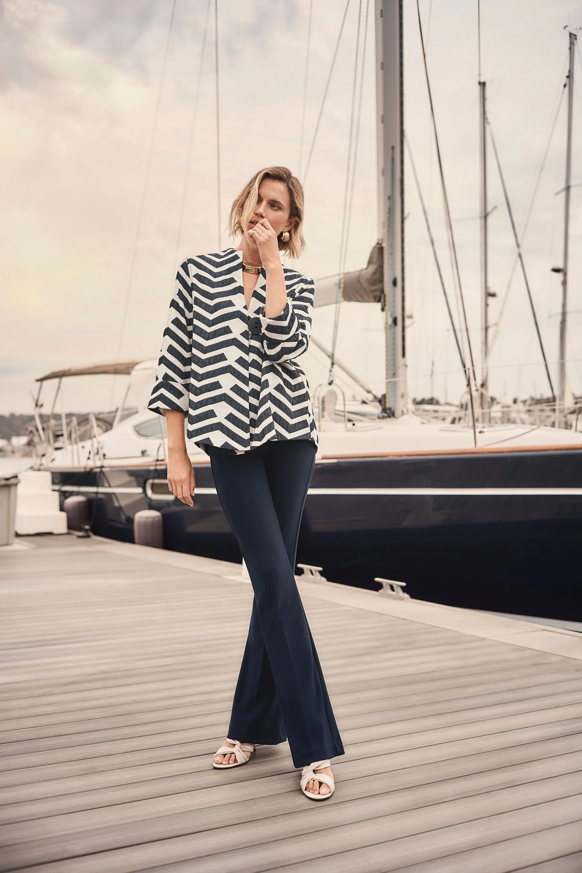 Joseph Ribkoff Geometric Print Trapeze Jacket Style 261097 - Image 2