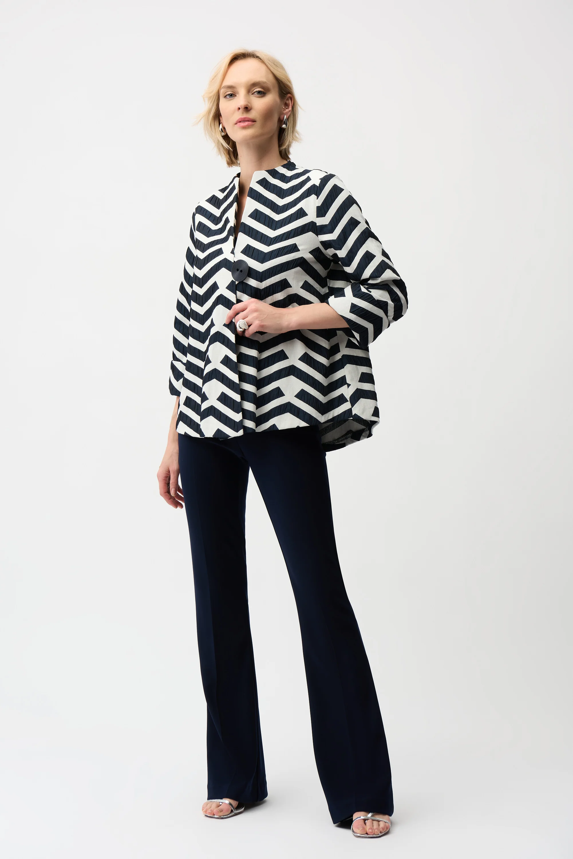 Joseph Ribkoff Geometric Print Trapeze Jacket Style 261097 - Image 6