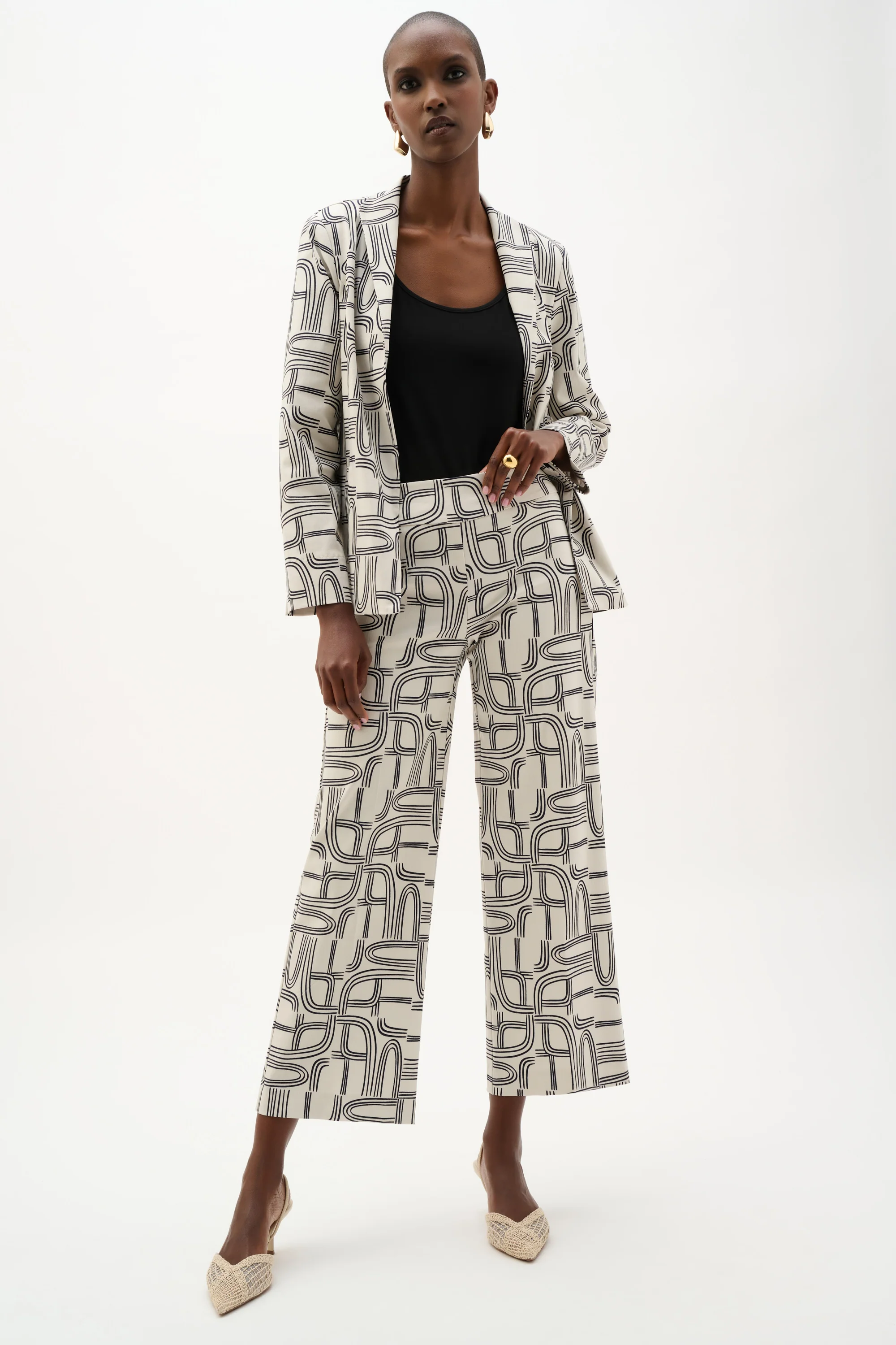 Joseph Ribkoff Geometric Print Wide Leg Pants Style 262048 - Image 2