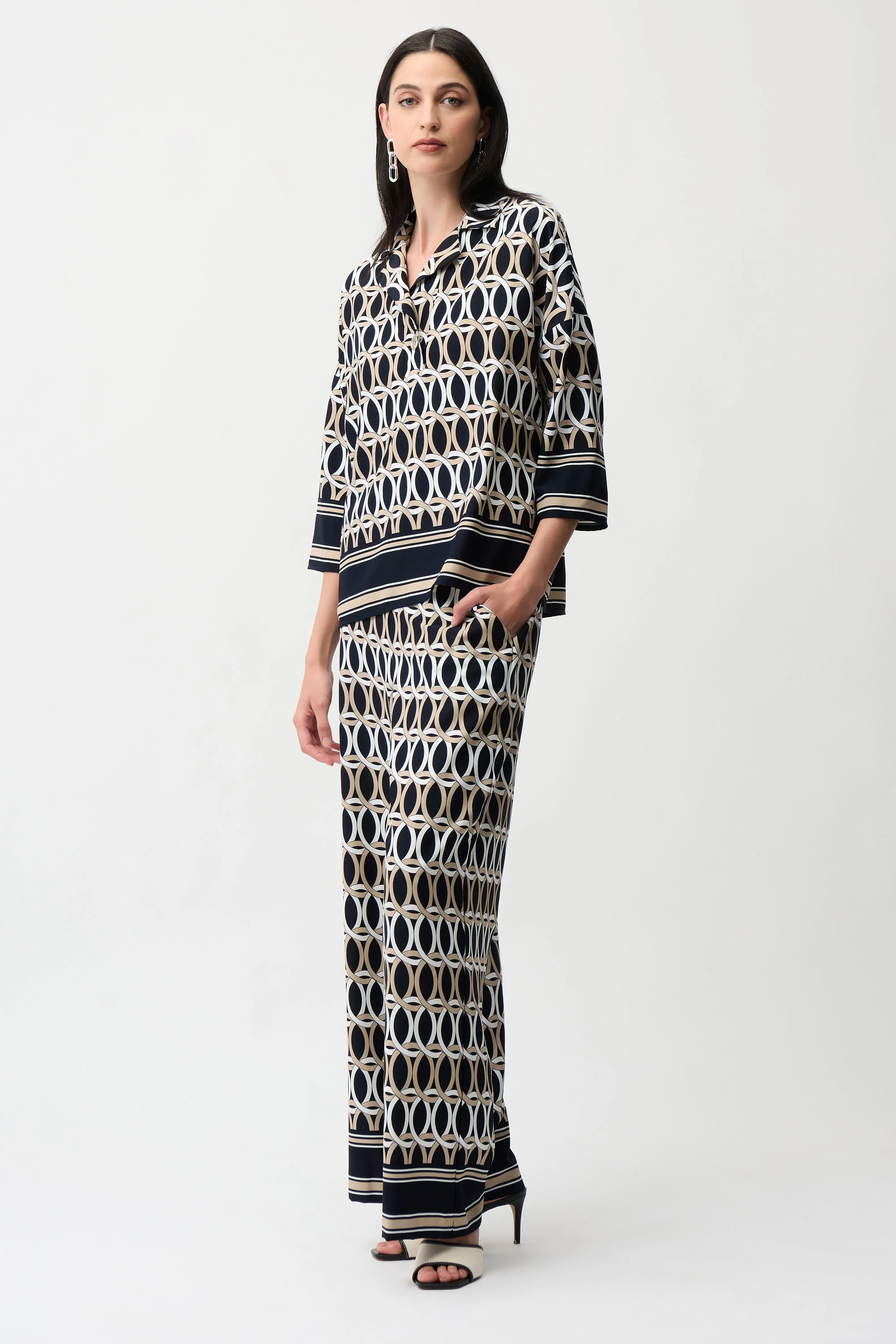 Joseph Ribkoff Geometric Print Wide Leg Pull-On Pants Style 261058 - Image 4