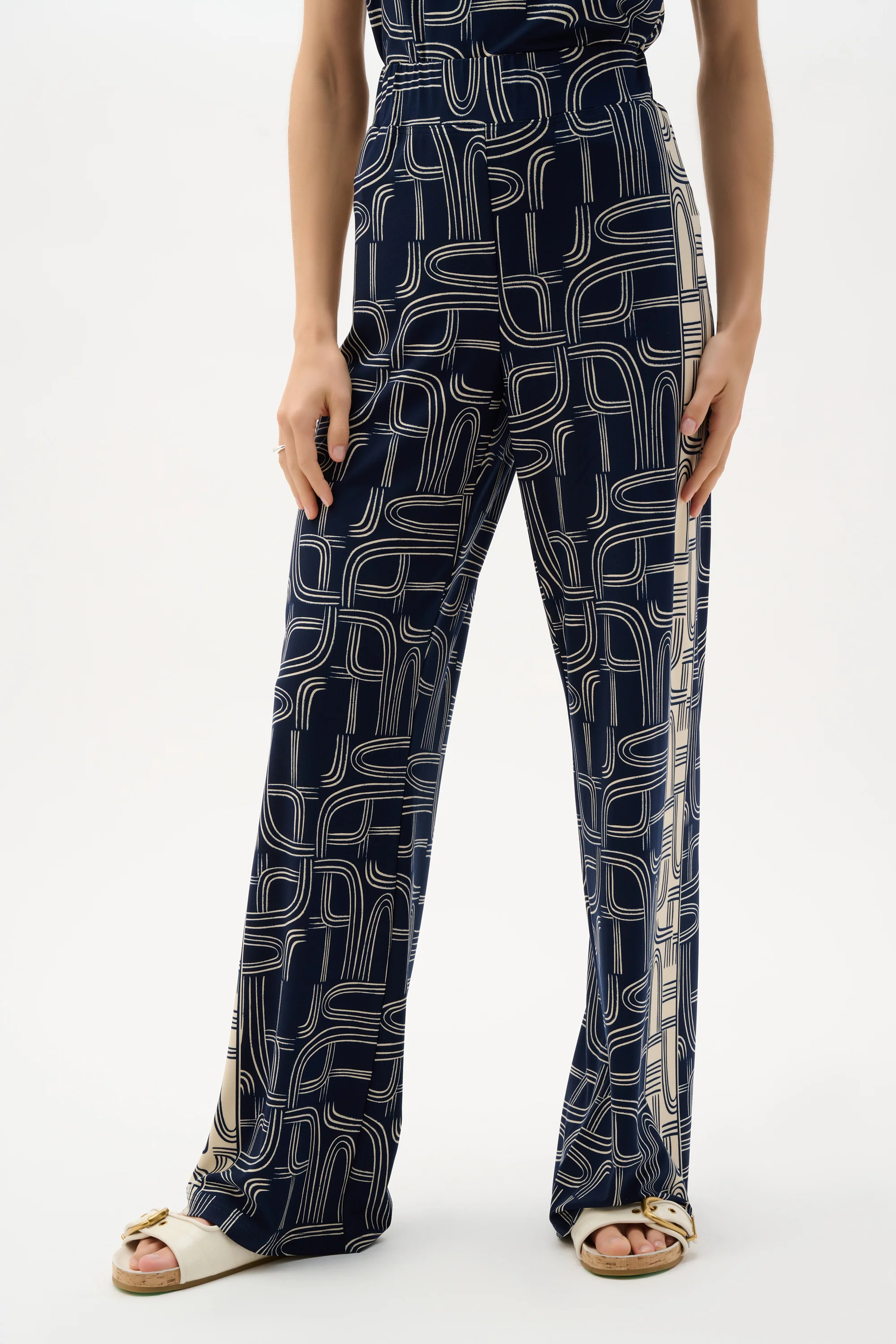Joseph Ribkoff Geometric Print Wide Leg Pull-On Pants Style 262106