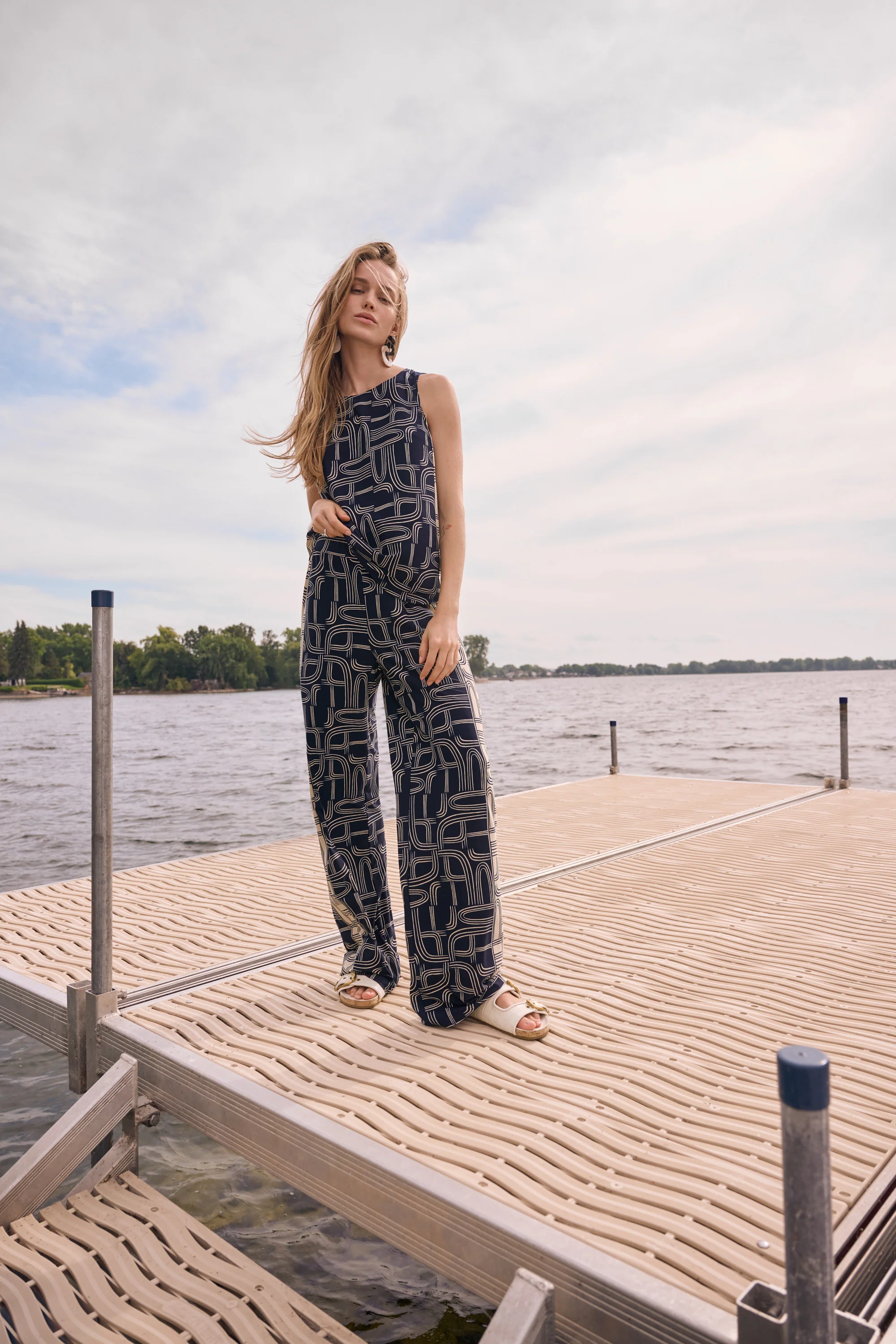 Joseph Ribkoff Geometric Print Wide Leg Pull-On Pants Style 262106 - Image 2
